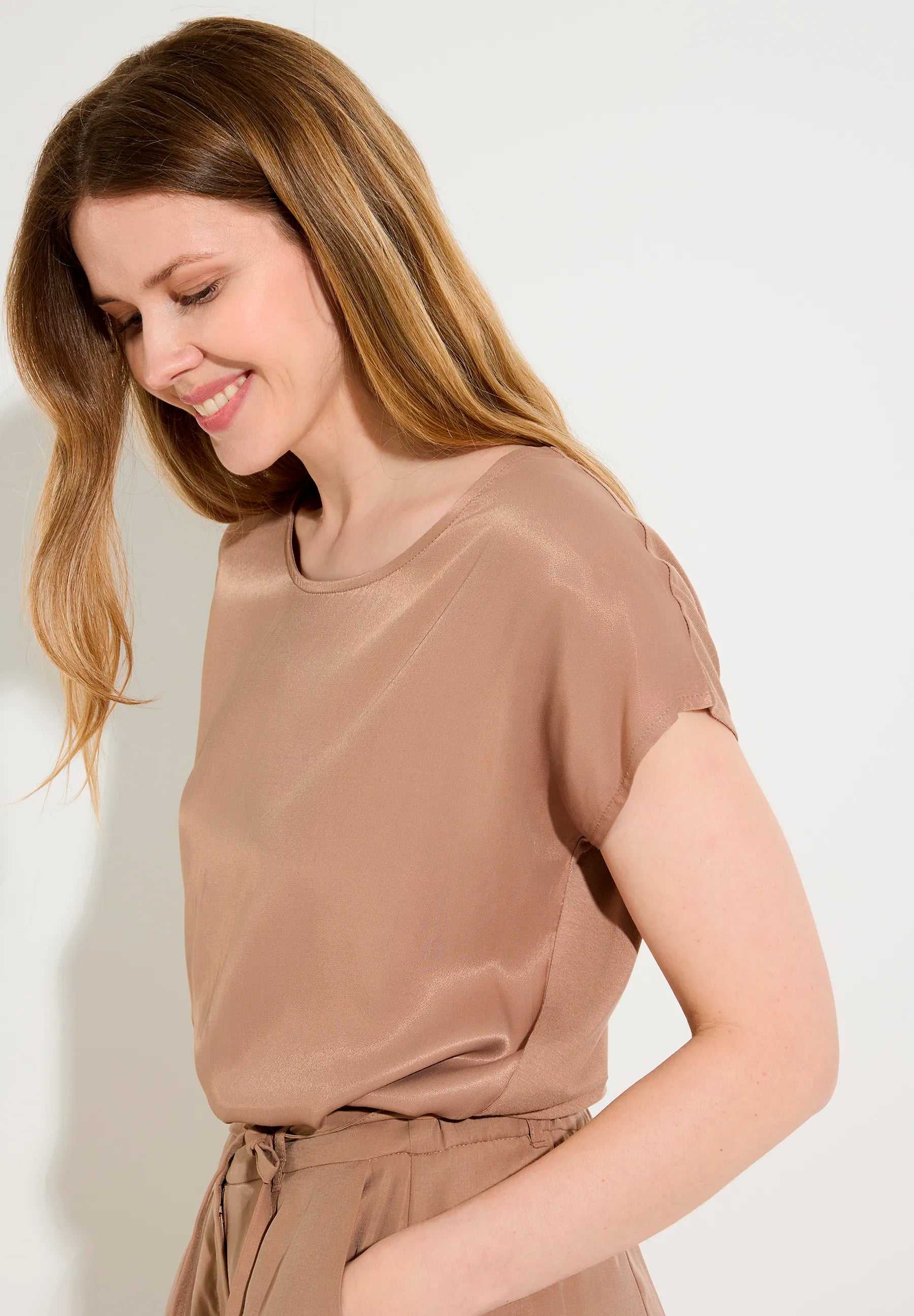 More & More Ginger Brown Women Shirt with Satin Front SKU: 61040438_0280 Image 01