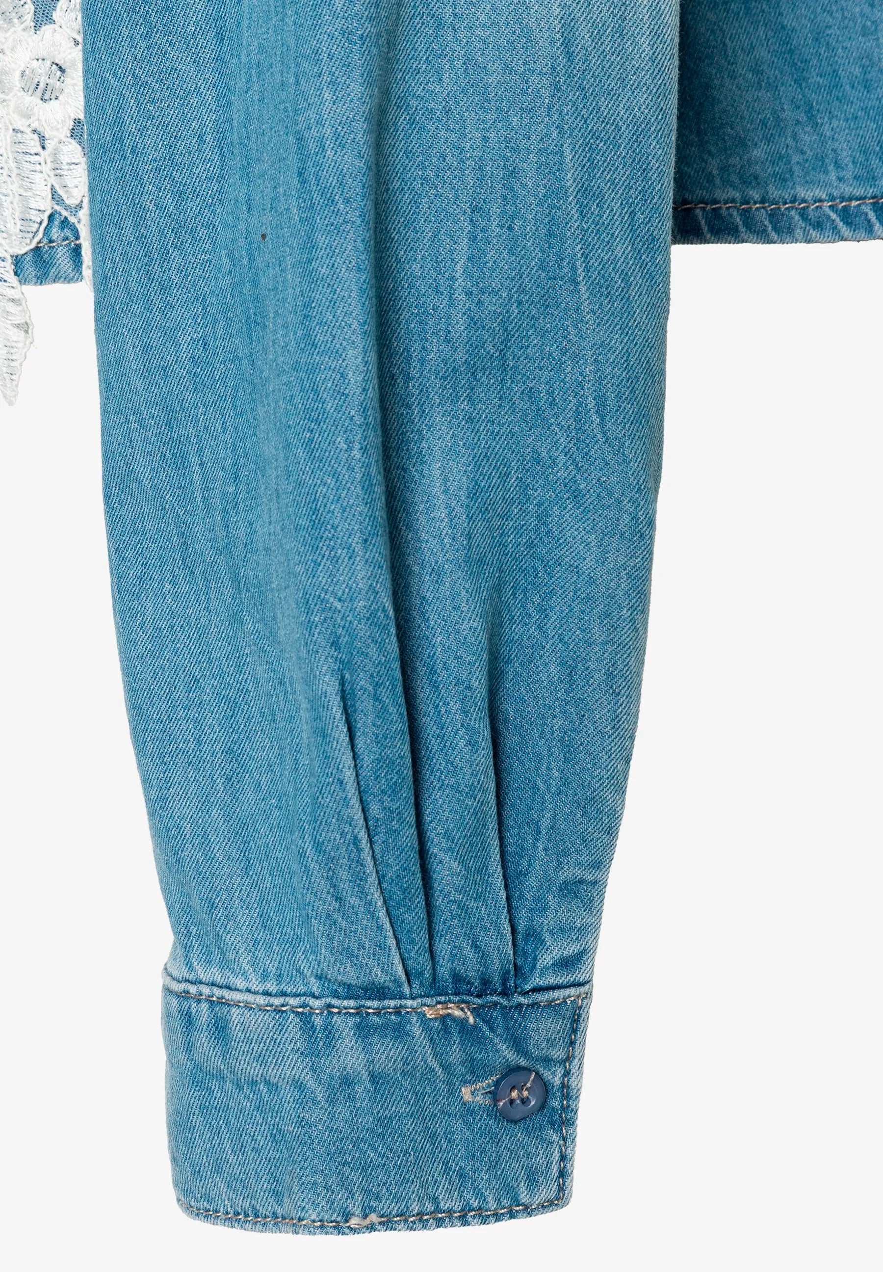 More & More Light Blue Denim Women Denim Shirt with Lace Trim SKU: 61042251_0961 Image 07