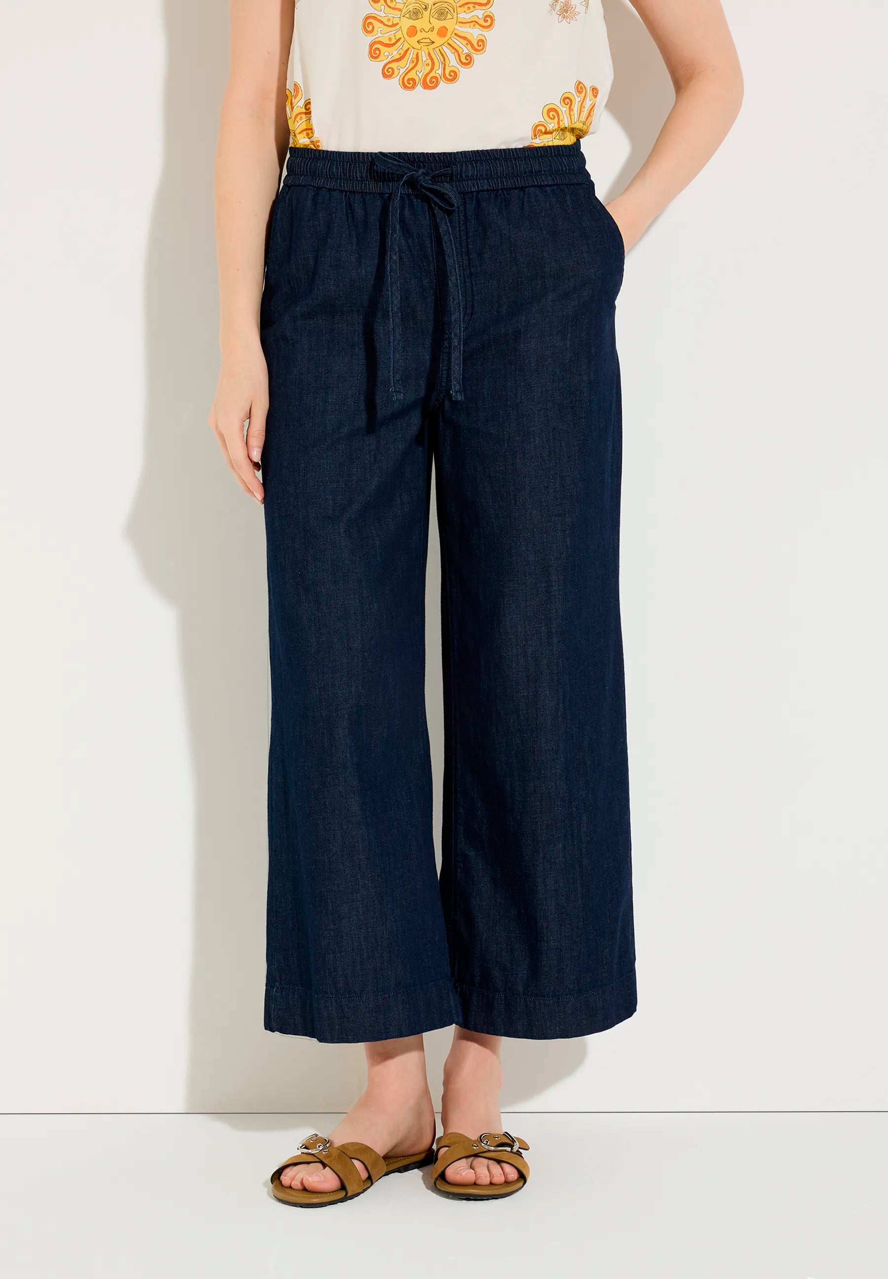 More & More Dark Blue Denim Women Lightweight Jeans Culottes SKU: 61044487_0963 Image 01