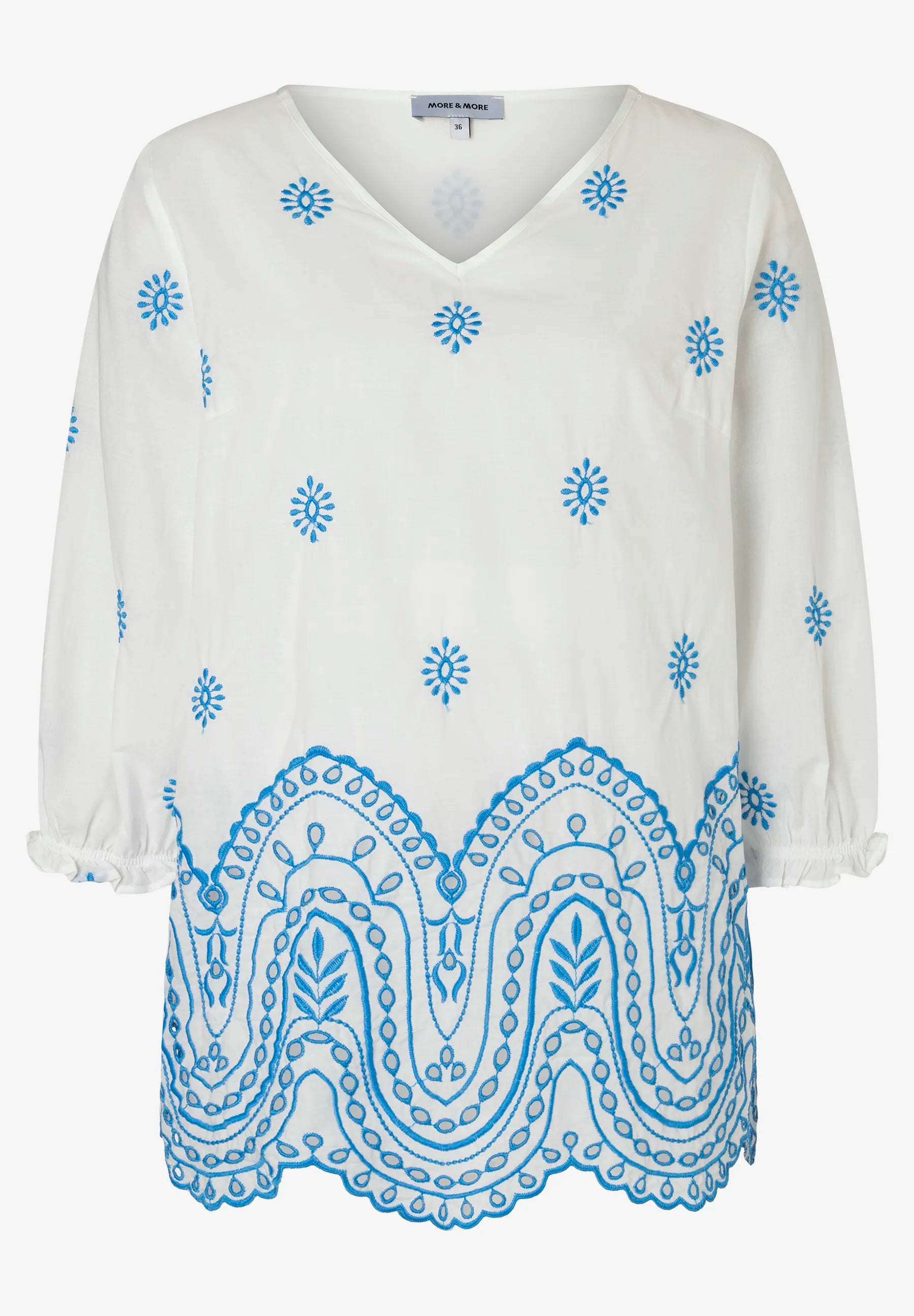 More & More Big Eyelet Embroidery White And Blue Women Tunic Blouse SKU: 61052006_2323 Image 03