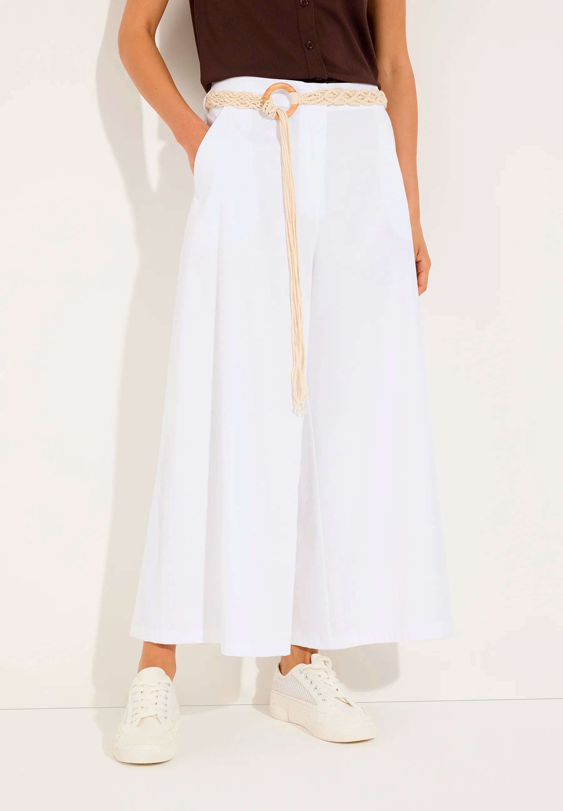 More & More White Women Culottes with Belt SKU: 61054008_0010 Image 01