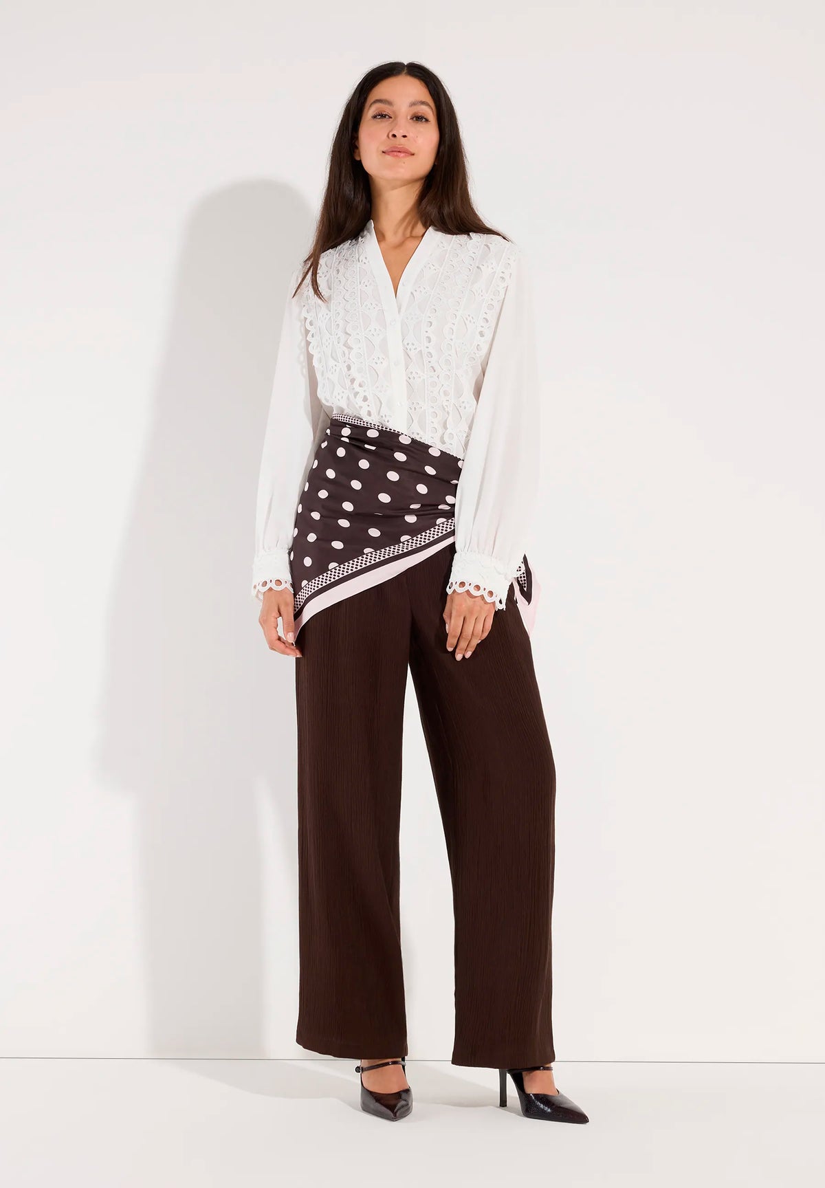 More & More Off White Women Blouse with Lace Trim SKU: 61072013_M0041 Image 02