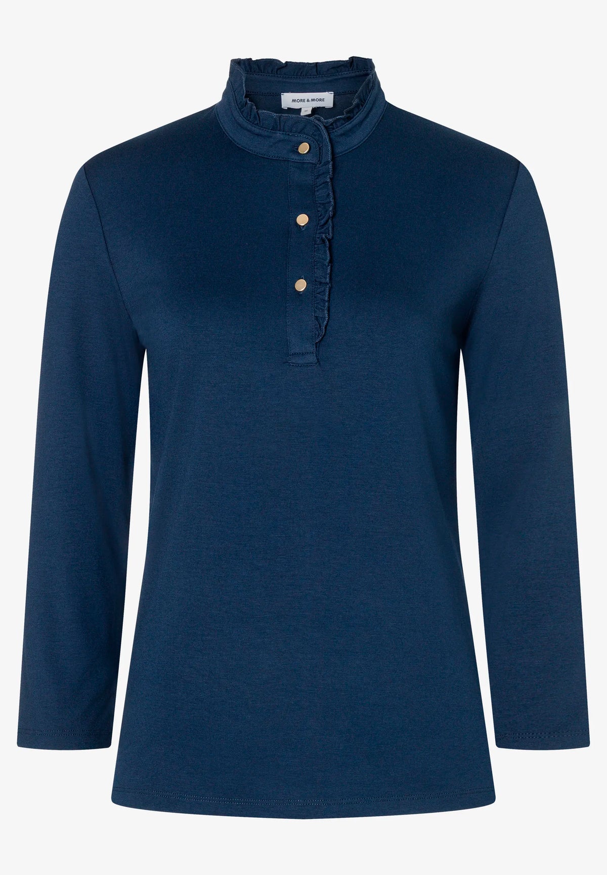 More & More Midnight Blue Women T-Shirt with Button Placket SKU: 61080055_M0373 Image 02