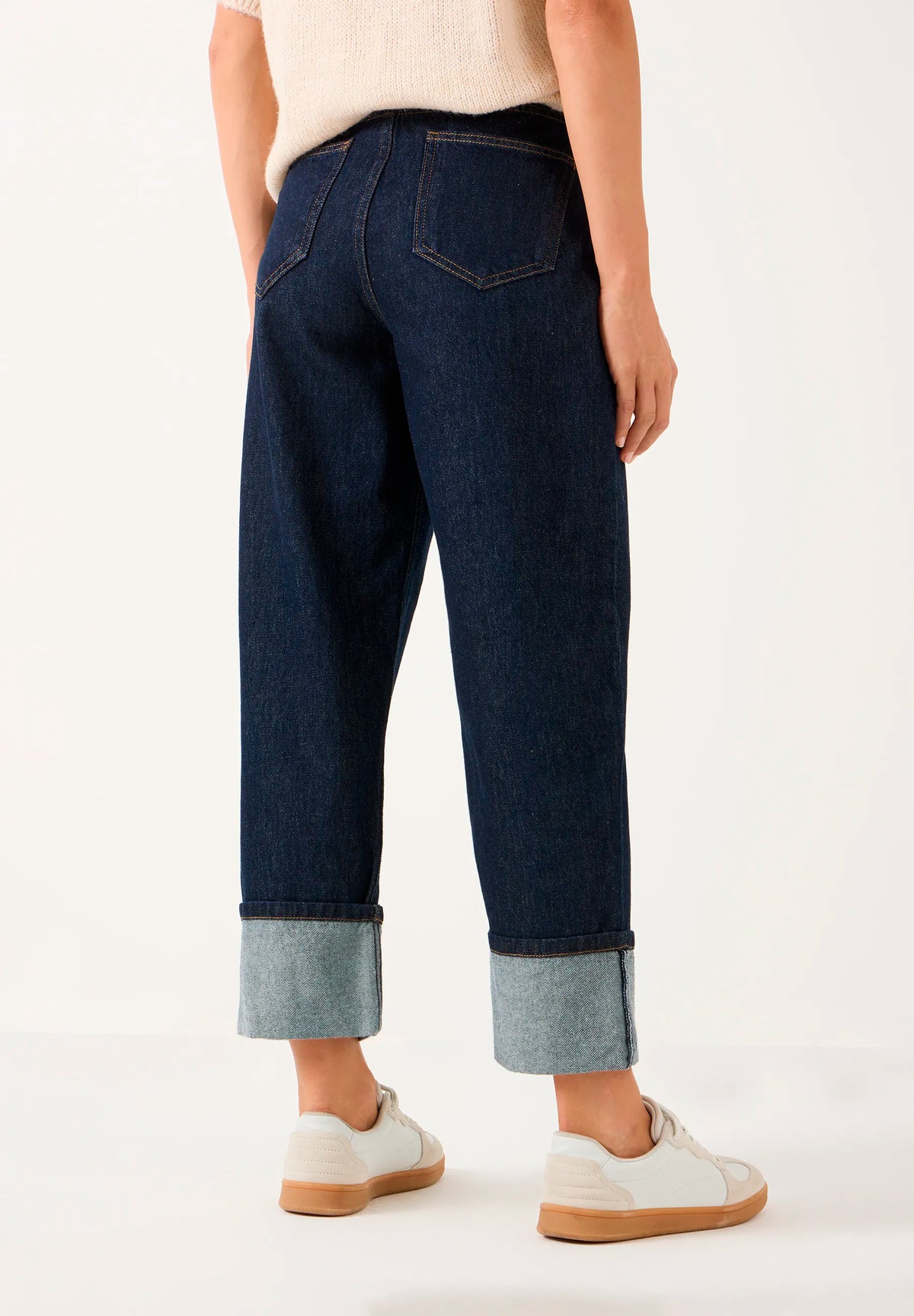 More & More Rinse Wash Denim Dark Blue Women Jeans with a Roll-Up SKU: 61084251_M0970 Image 03