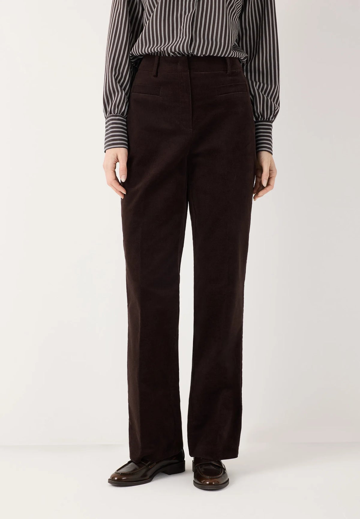 More & More Espresso Brown Women Velvet Trousers SKU: 61094005_M0279 Image 01