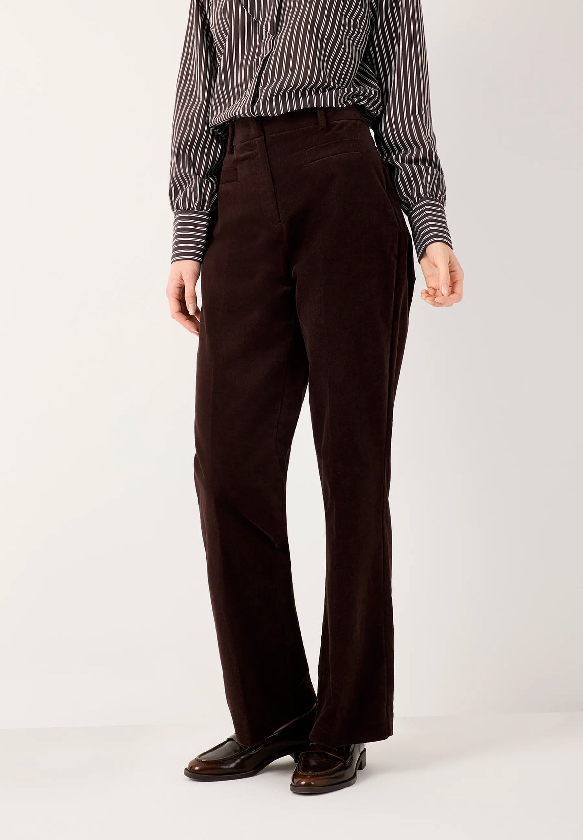 More & More Espresso Brown Women Velvet Trousers SKU: 61094005_M0279 Image 03
