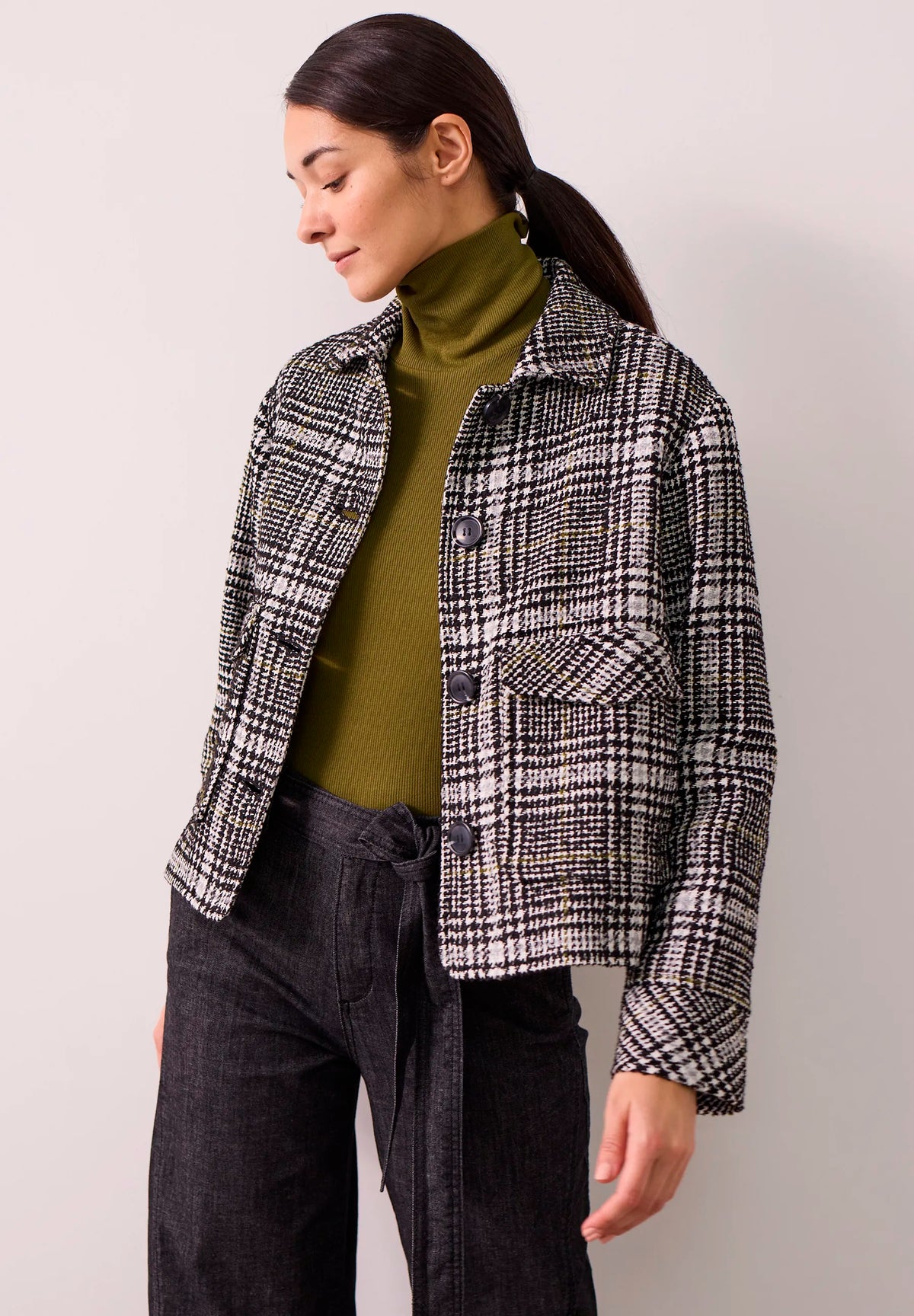More & More Coloured Flowers Women Glen Check Jacket SKU: 61106054_M4790 Image 01