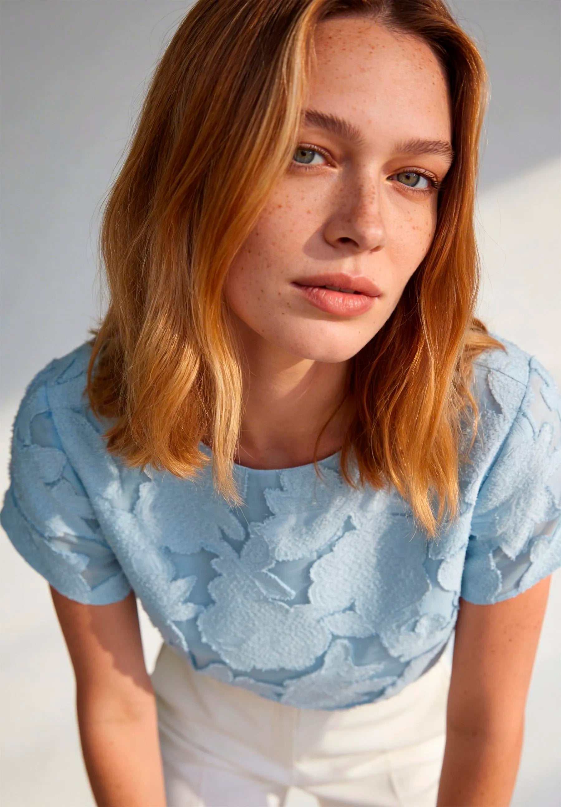 More & More Soft Cloudblue Women Blouse with Floral Design SKU: 61242081_0351 Image 02
