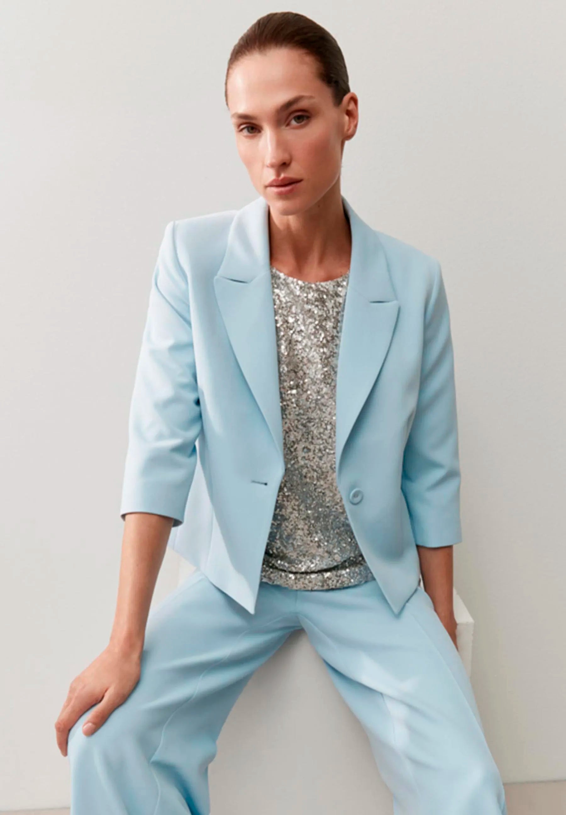 More & More Soft Cloudblue Women Short Blazer SKU: 61246080_0351 Image 02
