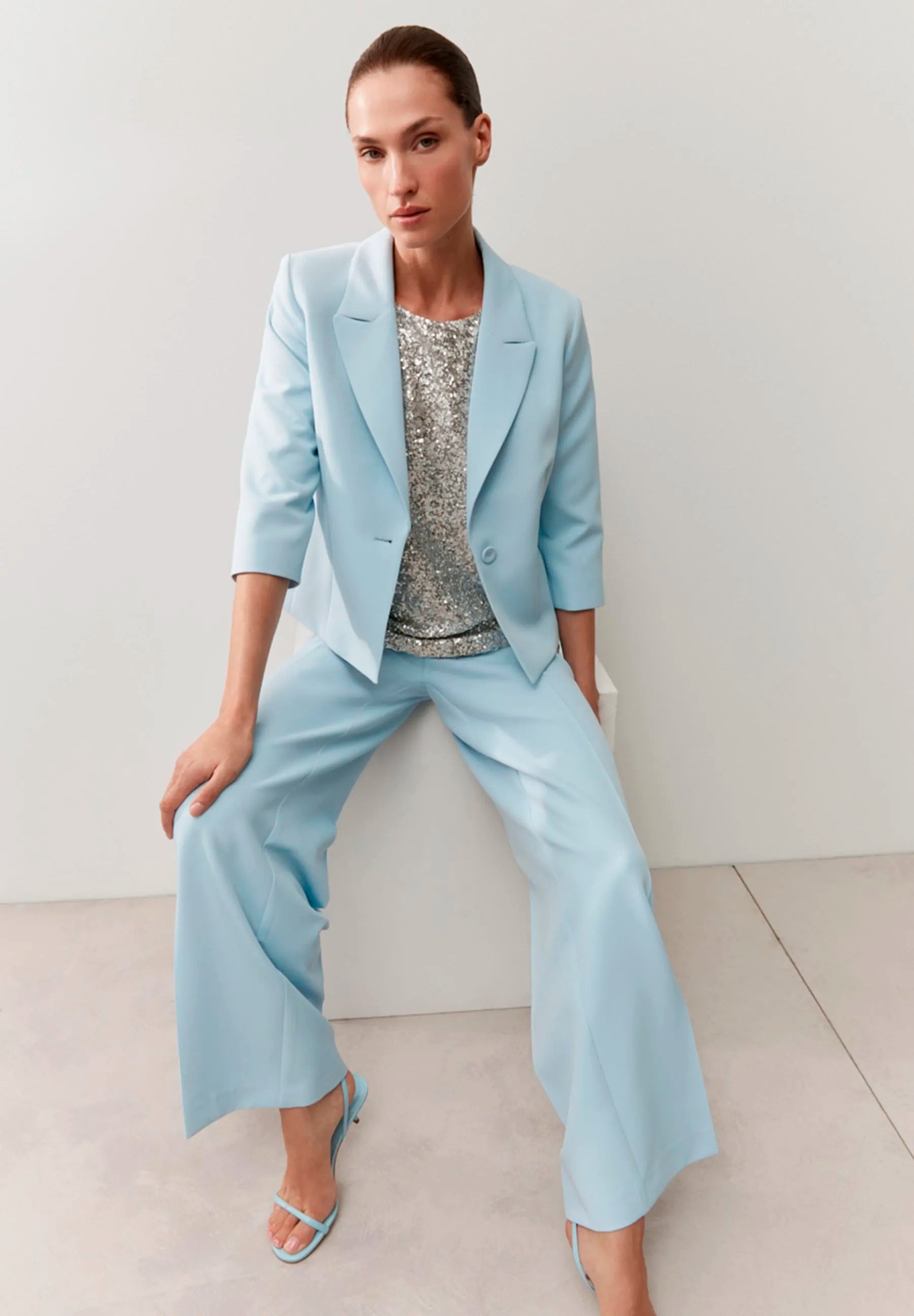 More & More Soft Cloudblue Women Short Blazer SKU: 61246080_0351 Image 03