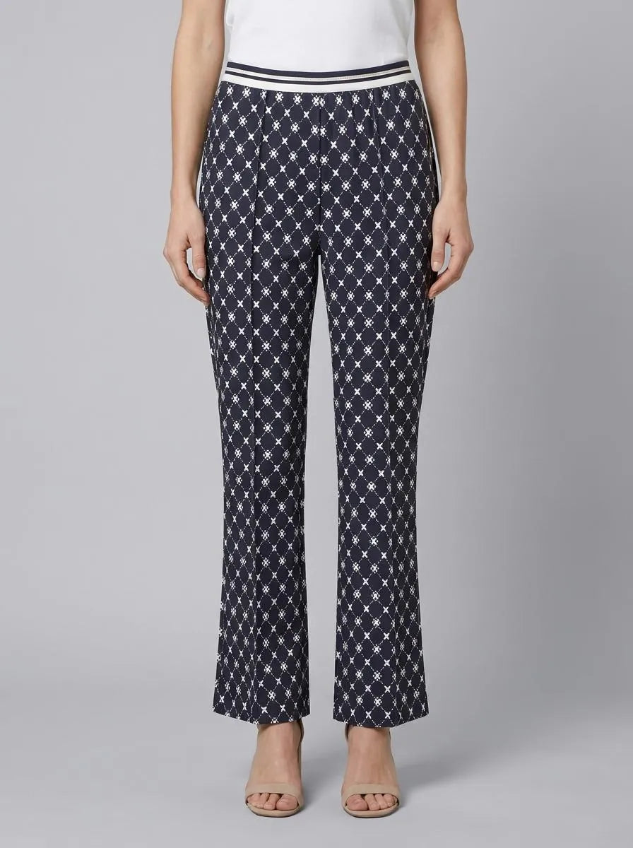 Betty Barclay Dark Blue/Cream Women Casual Slim Fit Trousers SKU: 6143-1706_8813 Image 00