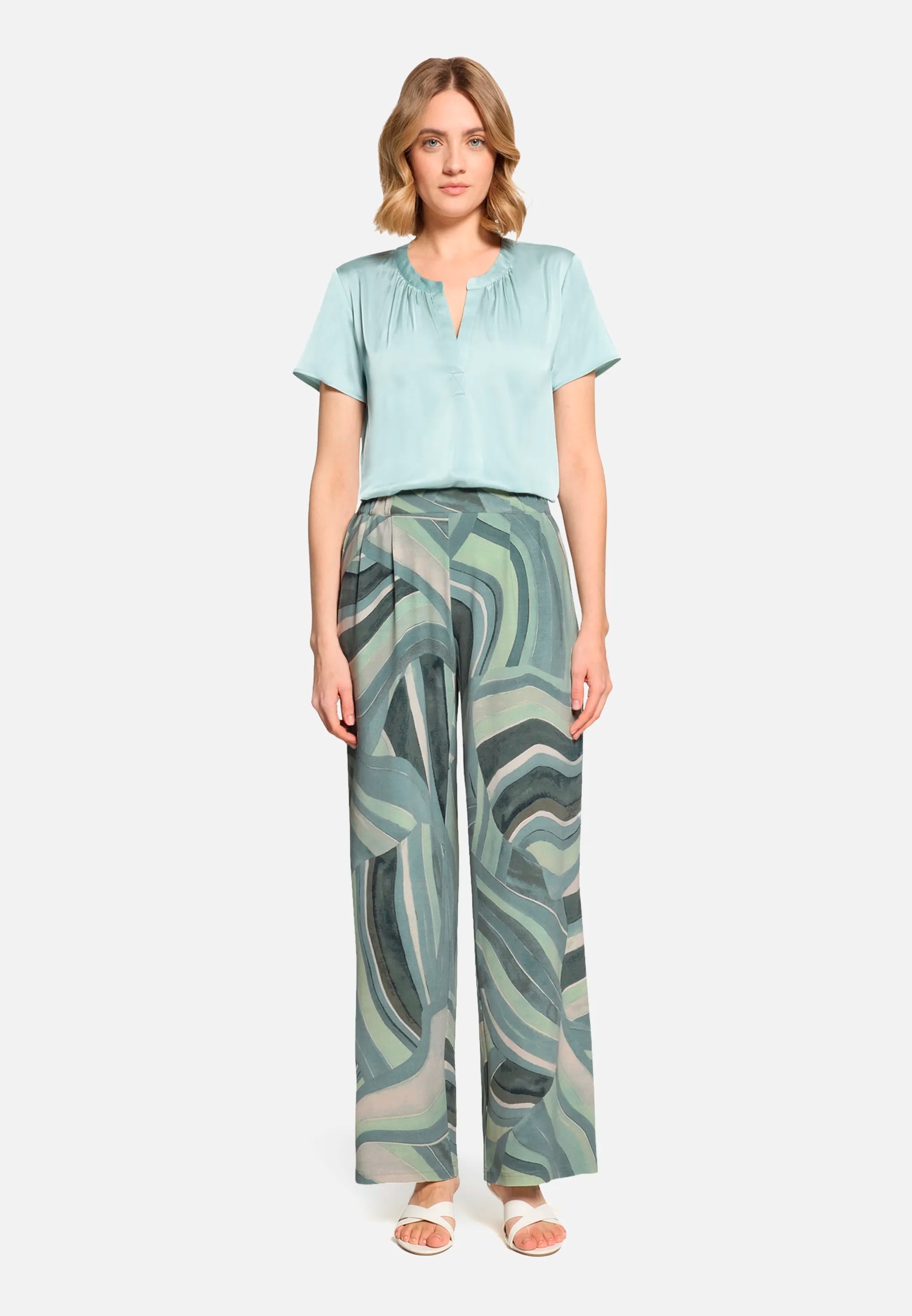 Betty Barclay Mint/Green Women Pull-On Trousers with Side Pockets SKU: 6166-1833_5806 Image 03