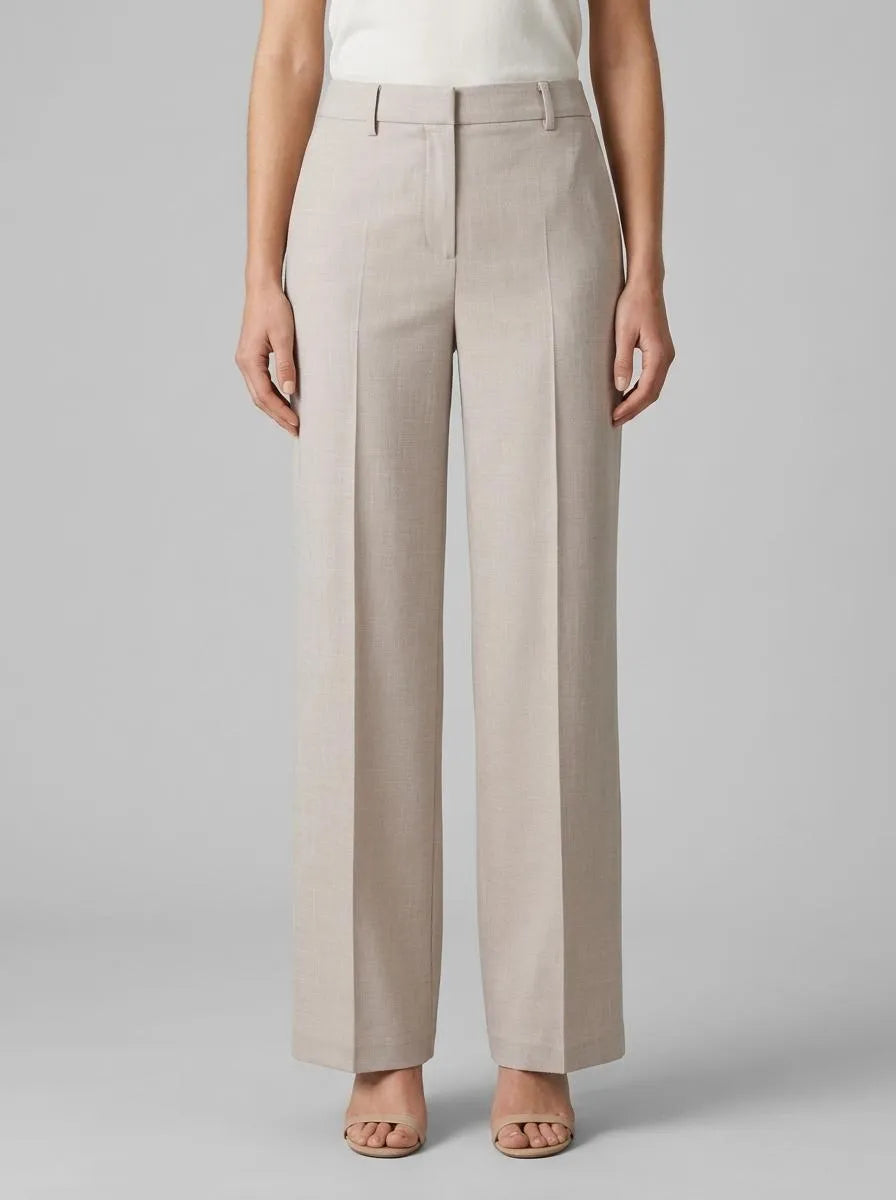 More & More Powder Beige Melange Women Wide-Leg Suit Trousers with Texture SKU: 61814483_2214 Image 00