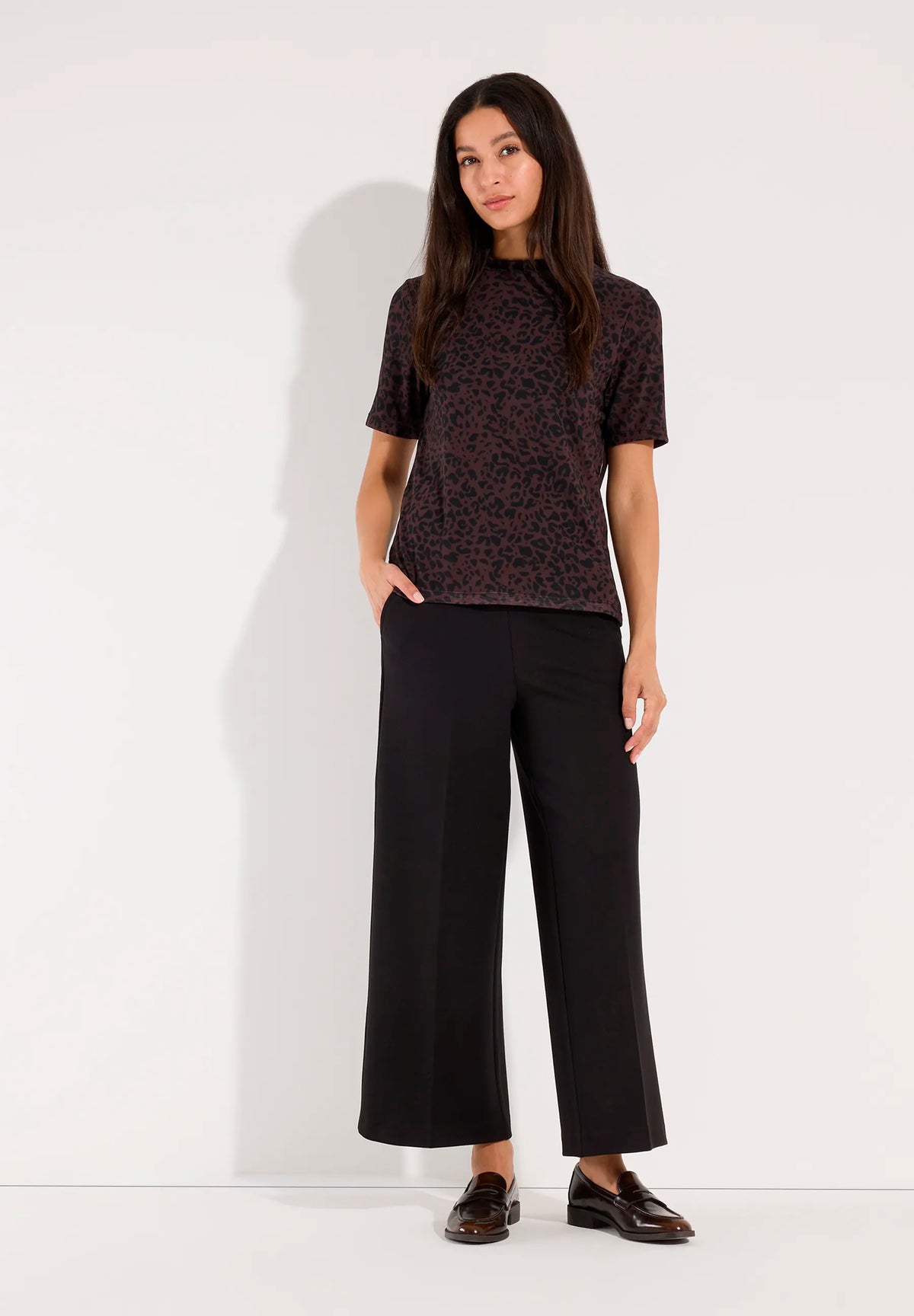 More & More Two Tone Animal Print Women Mesh Shirt with Leopard Print SKU: 61910576_M2279 Image 02