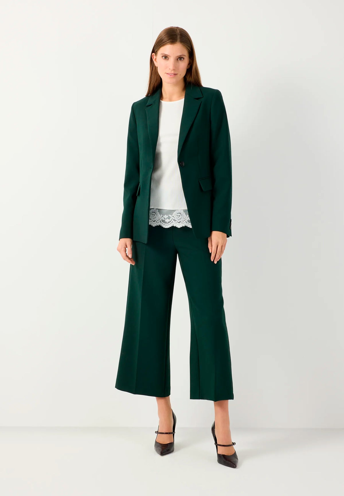 More & More Dark Bottle Green Women Culottes SKU: 61934434_M0683 Image 02
