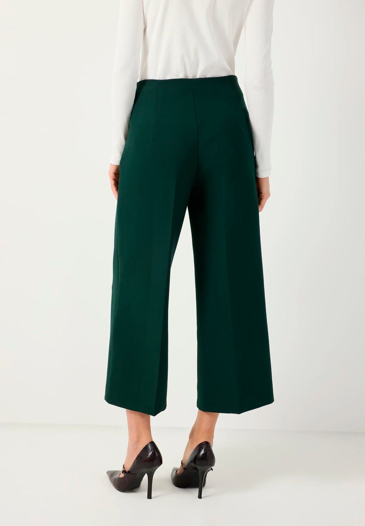 More & More Dark Bottle Green Women Culottes SKU: 61934434_M0683 Image 03