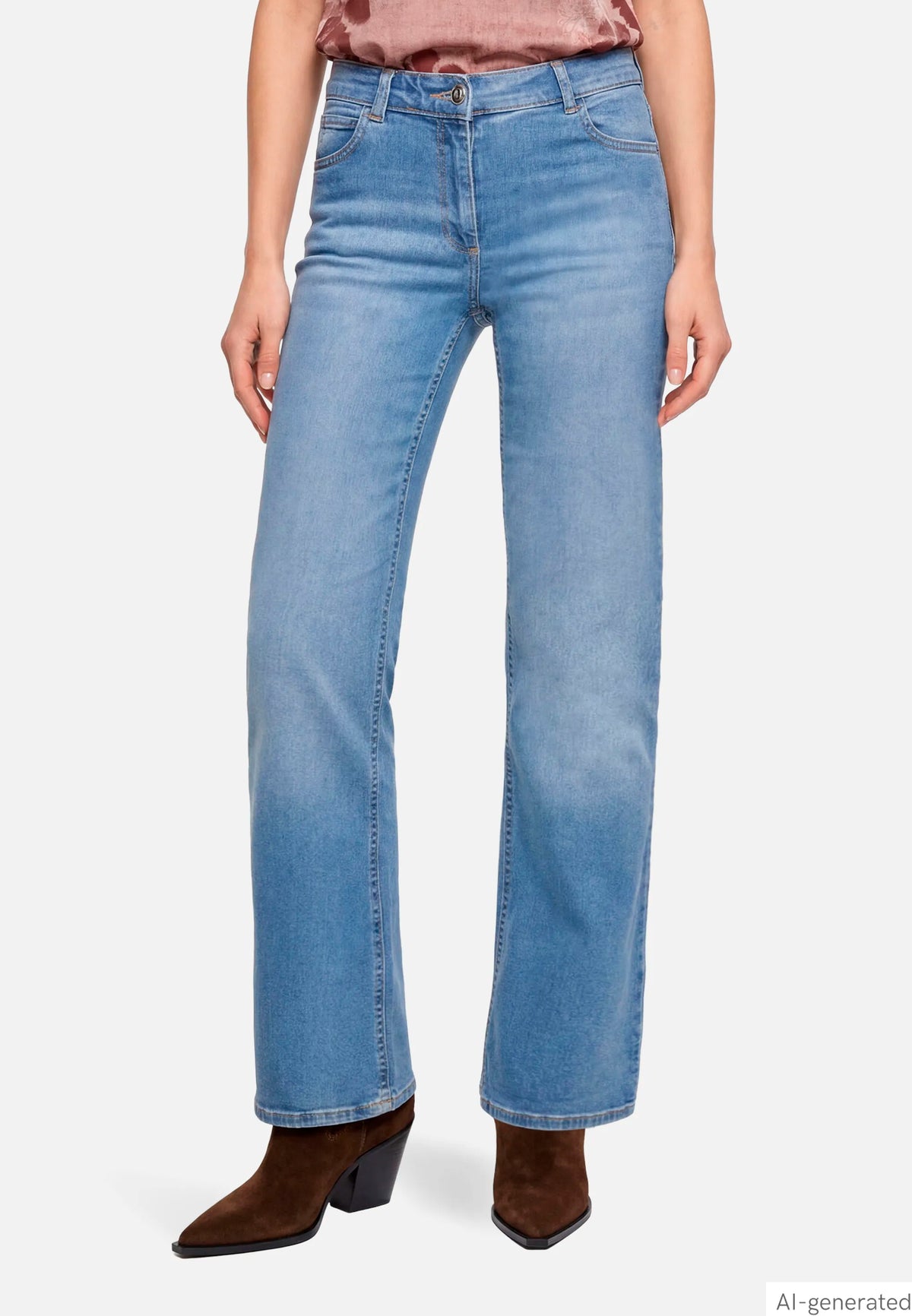 Betty Barclay Middle Blue Denim Women Wide-Leg Jeans with a Used Wash SKU: 6217-1980_8619 Image 02