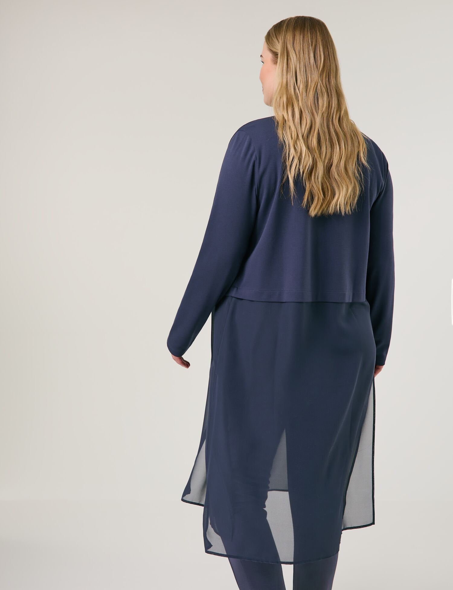 Samoon_Long Cardigan with a Chiffon Panel_631605-26212_8450_03