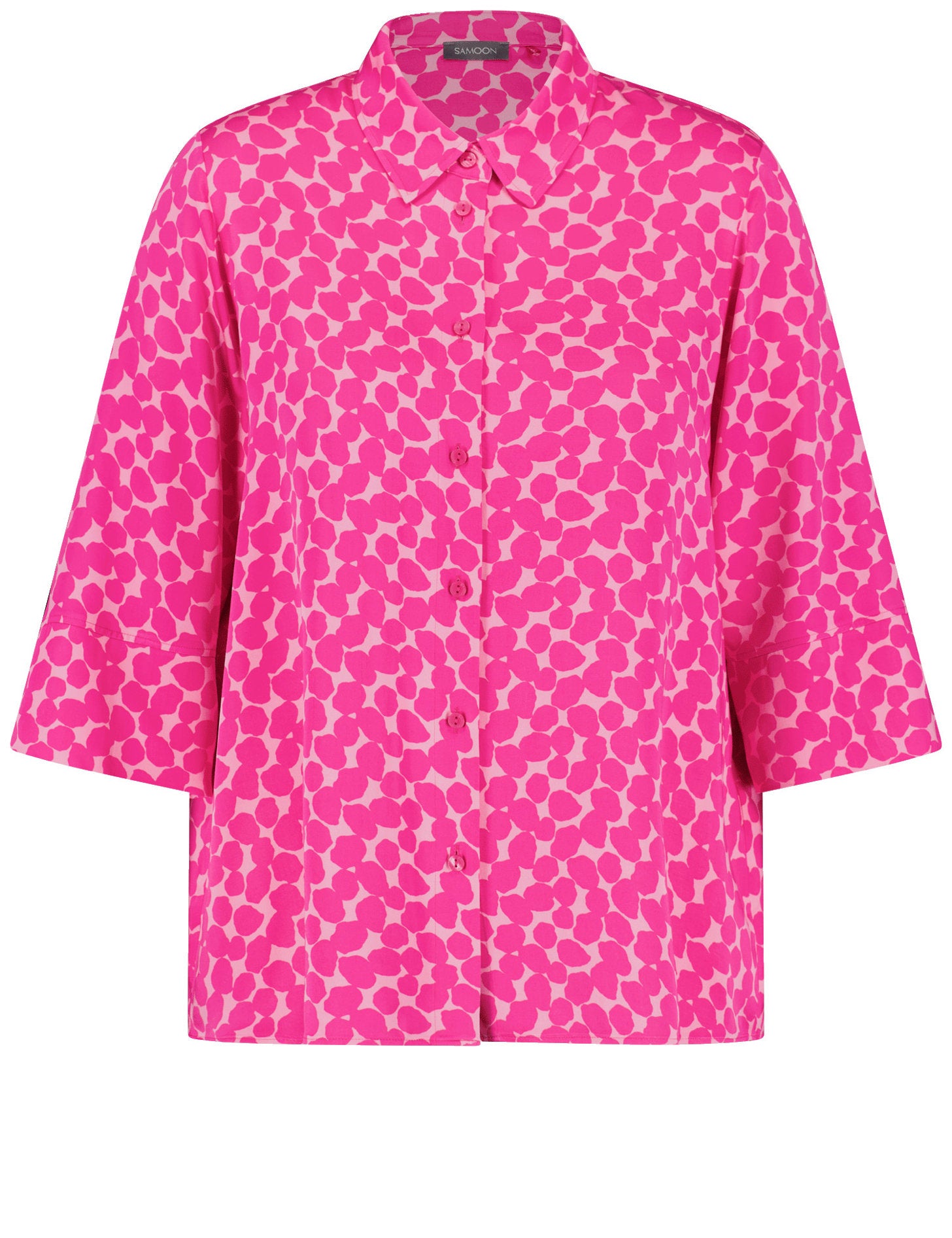 Samoon_Wide 3/4-Sleeve Blouse with a Polka Dot Print_660608-21117_3582_03