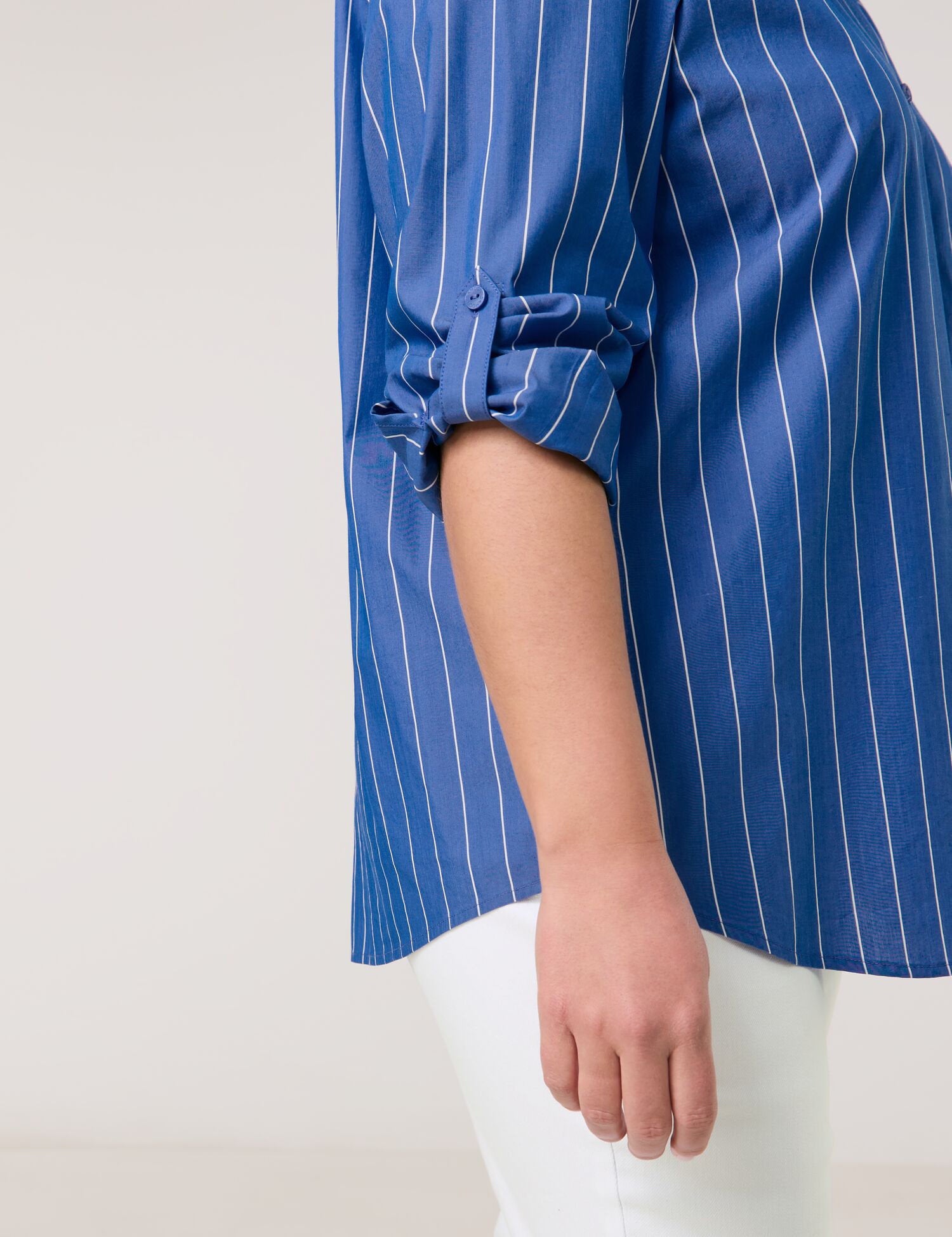 Samoon_Striped Cotton Blouse with Rhinestone AppliquŽs_660615-21126_8962_07