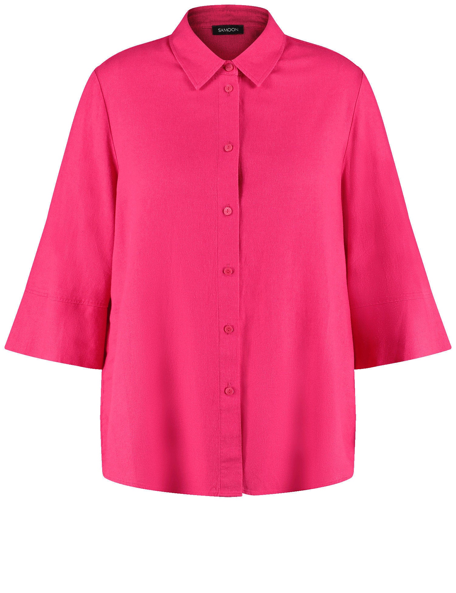 Samoon_Viscose/Linen Blend Blouse with 3/4-Length Sleeves_660632-21142_6590_02