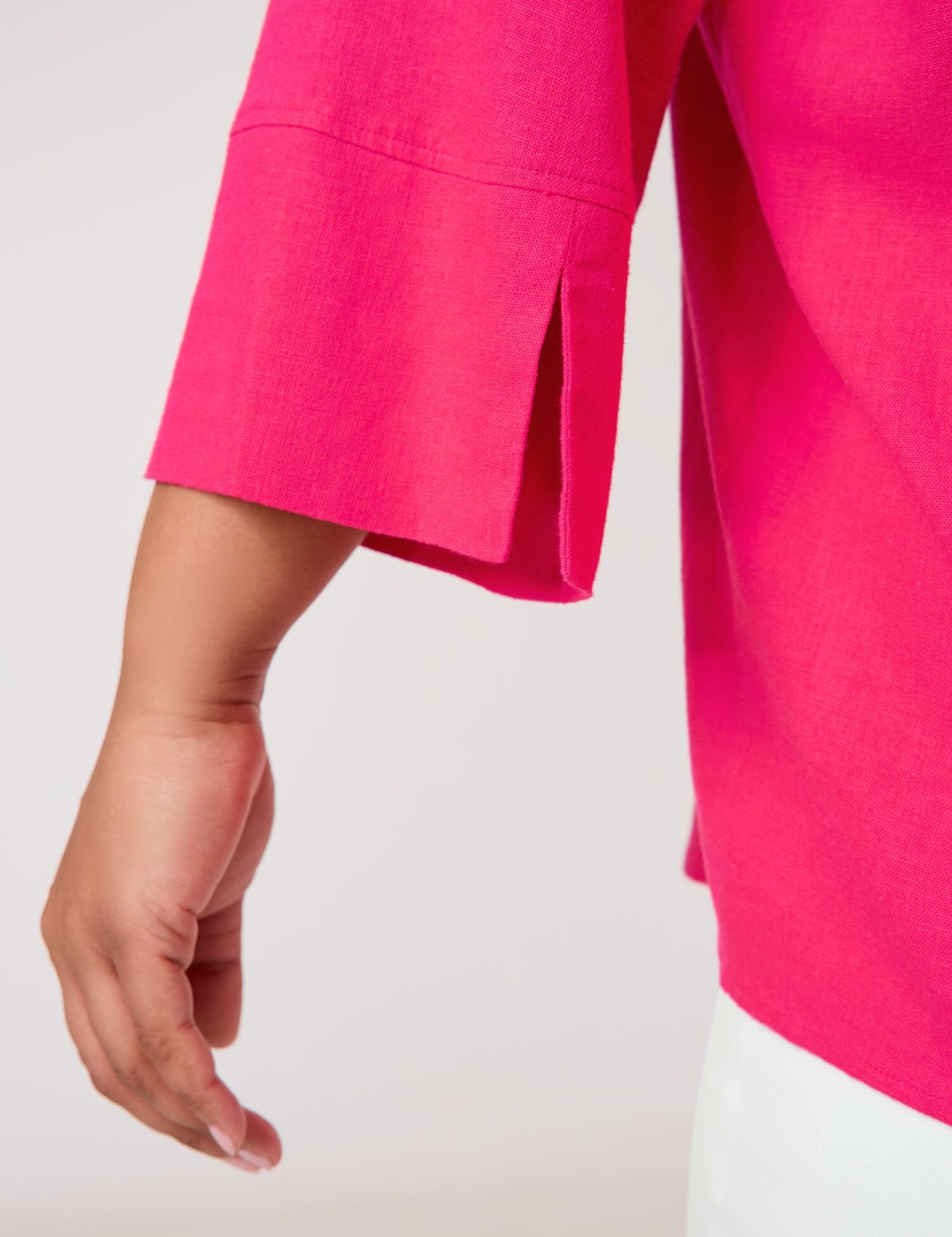 Samoon_Viscose/Linen Blend Blouse with 3/4-Length Sleeves_660632-21142_6590_07