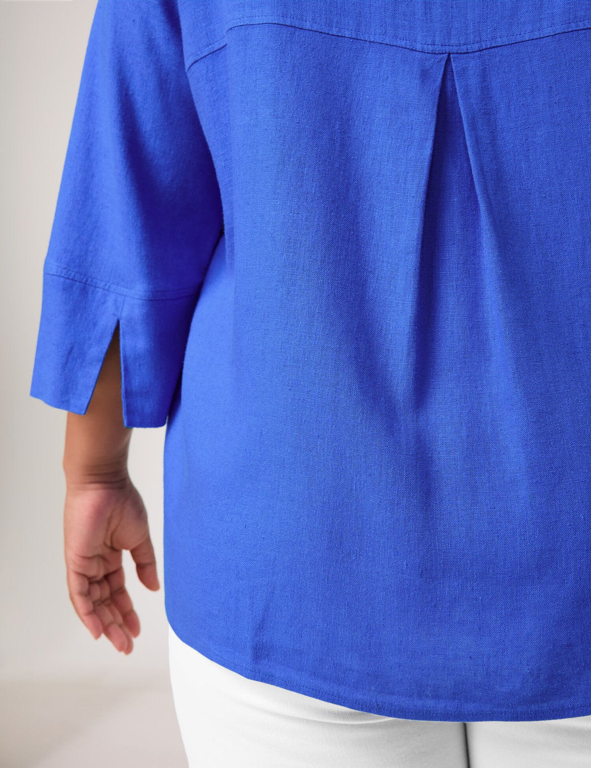 Samoon_Viscose/Linen Blend Blouse with 3/4-Length Sleeves_660632-21142_8960_07