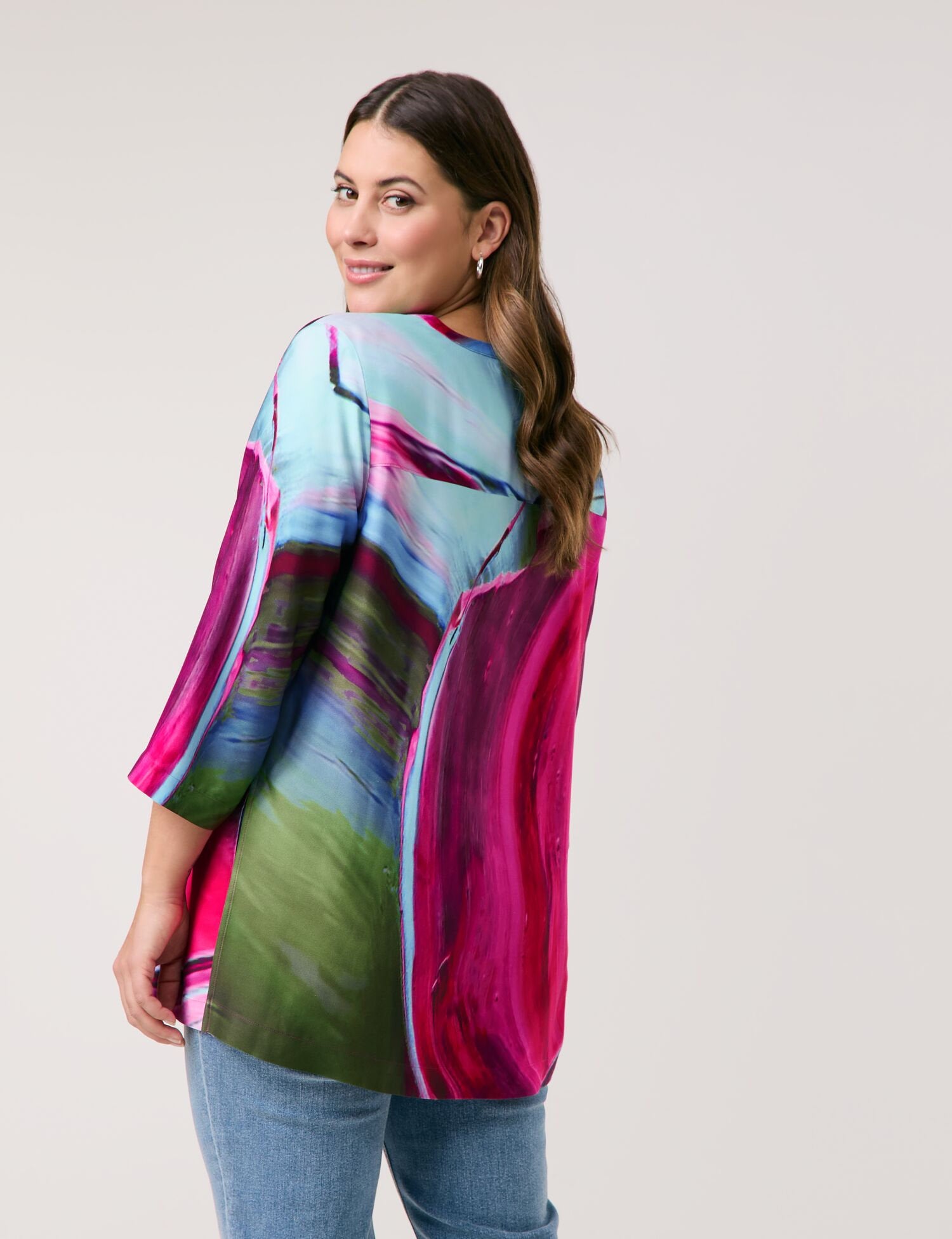 Samoon_Flowing Tunic with 3/4-Length Sleeves_660647-21155_3352_02