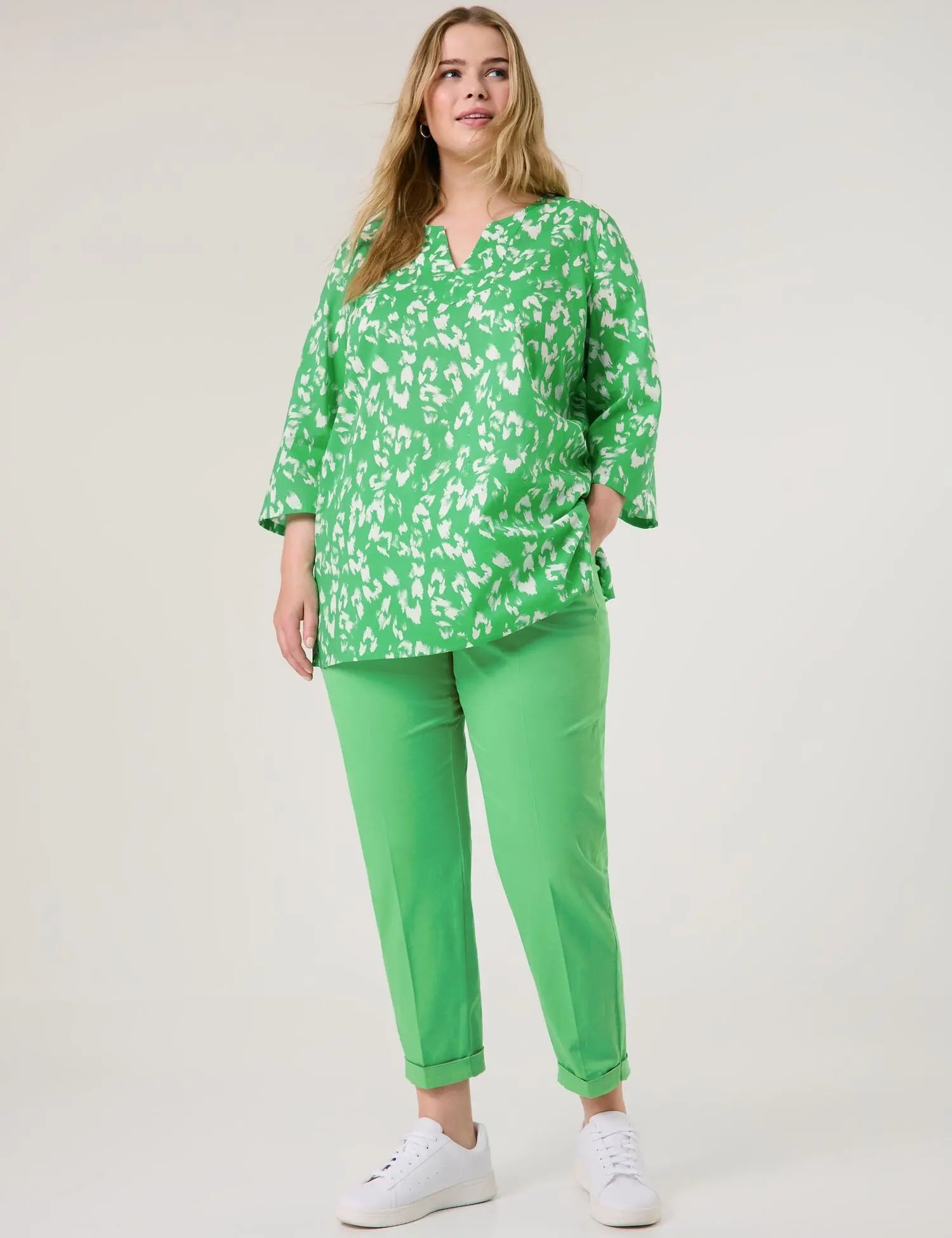 Samoon_Cotton Voile Tunic with 3/4-Length Sleeves_660649-21139_5752_07