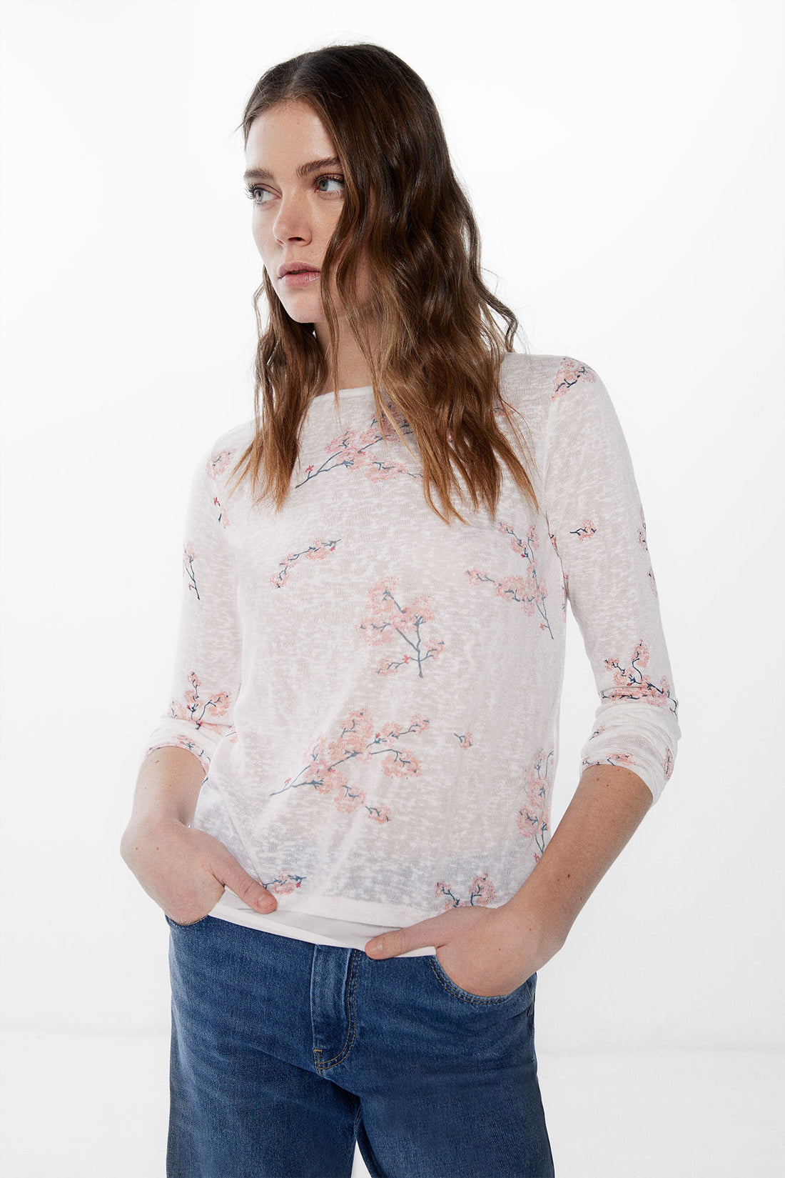 Long Sleeve T Shirt With Floral Print_6765945_50_01