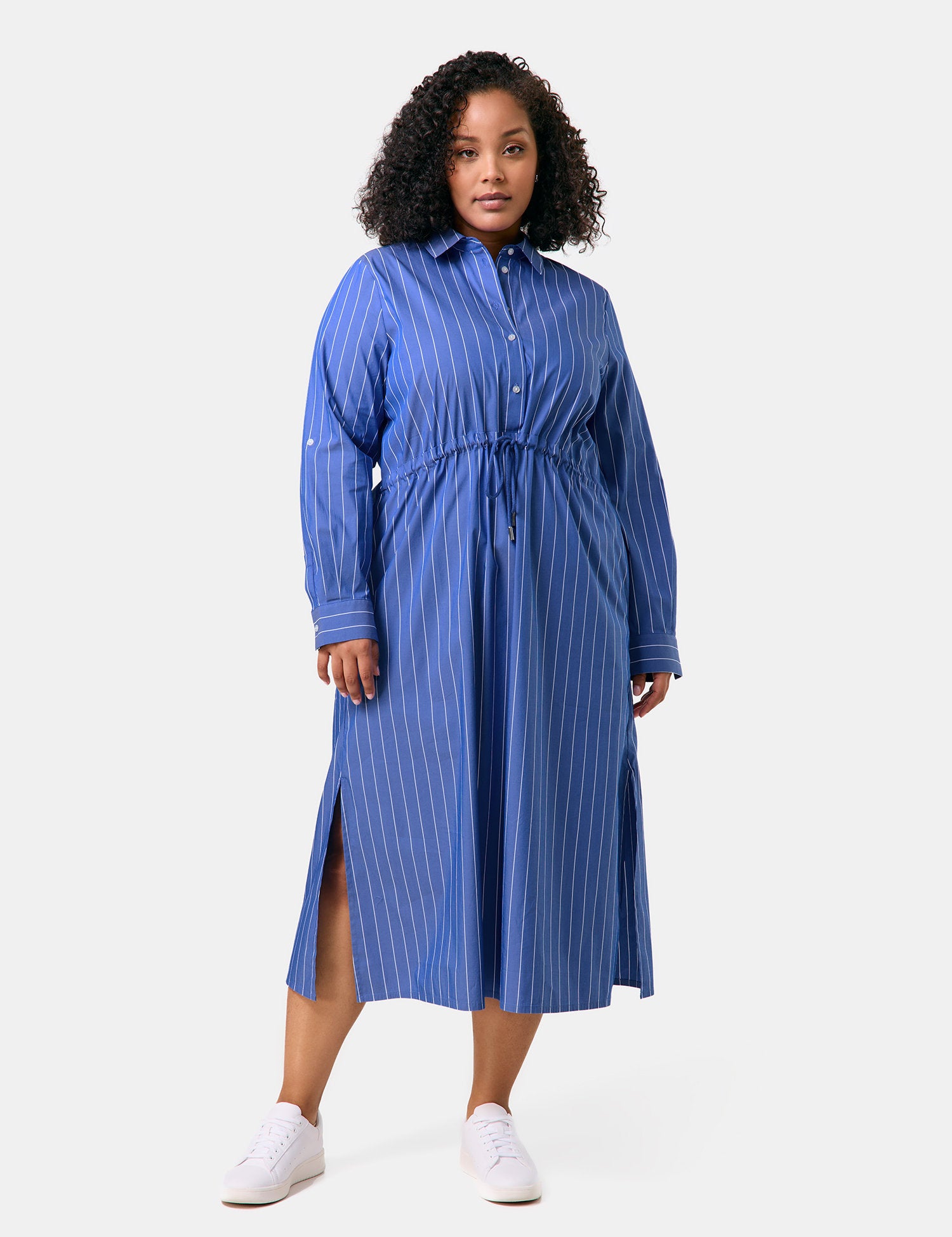 Samoon_Cotton Dress with a Striped Pattern and Drawstring_680607-21126_8962_01