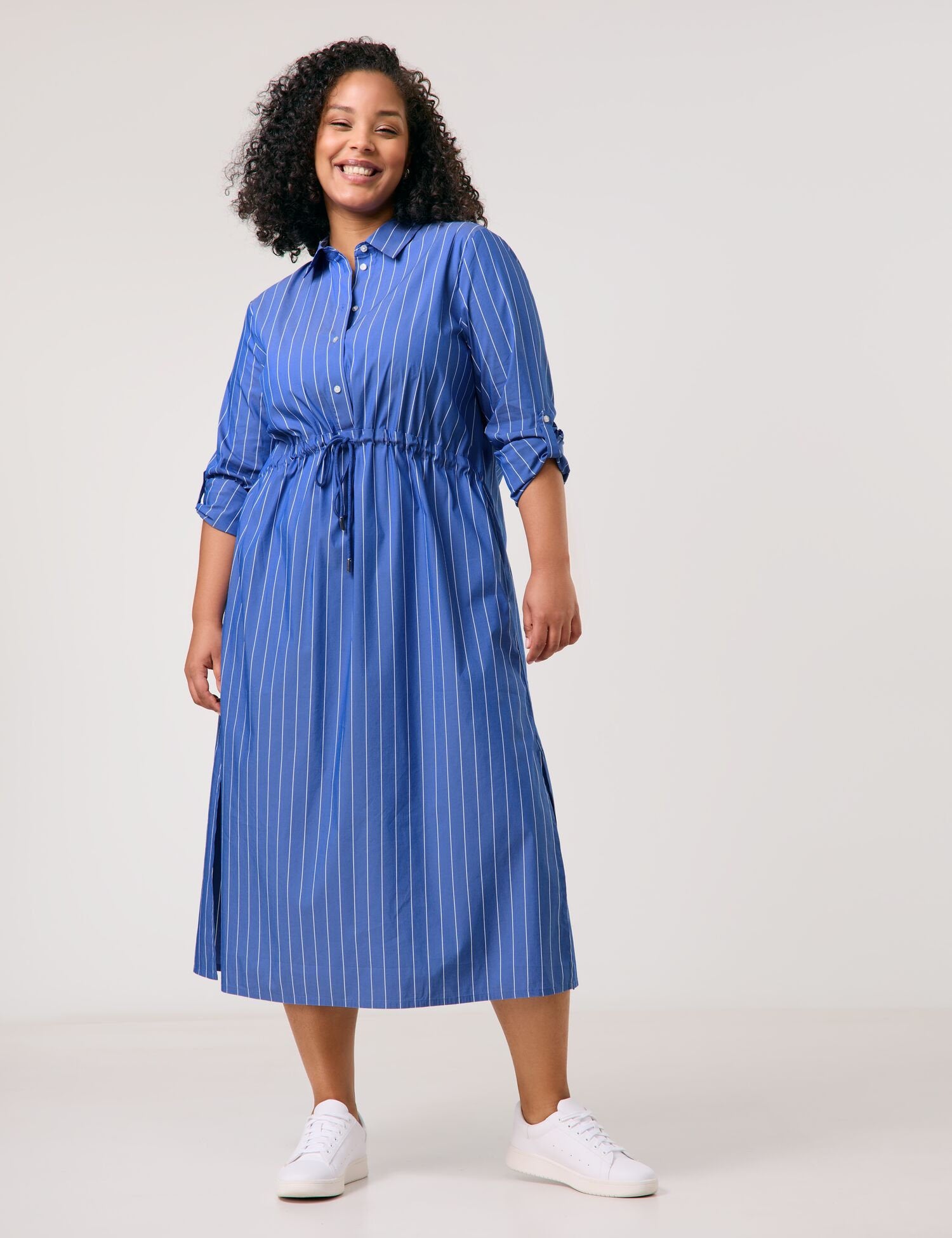 Samoon_Cotton Dress with a Striped Pattern and Drawstring_680607-21126_8962_08