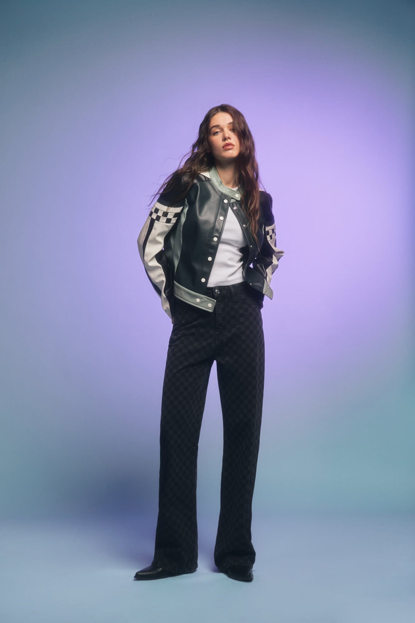 Springfield_Black Checked Jeans_6829795_01_02