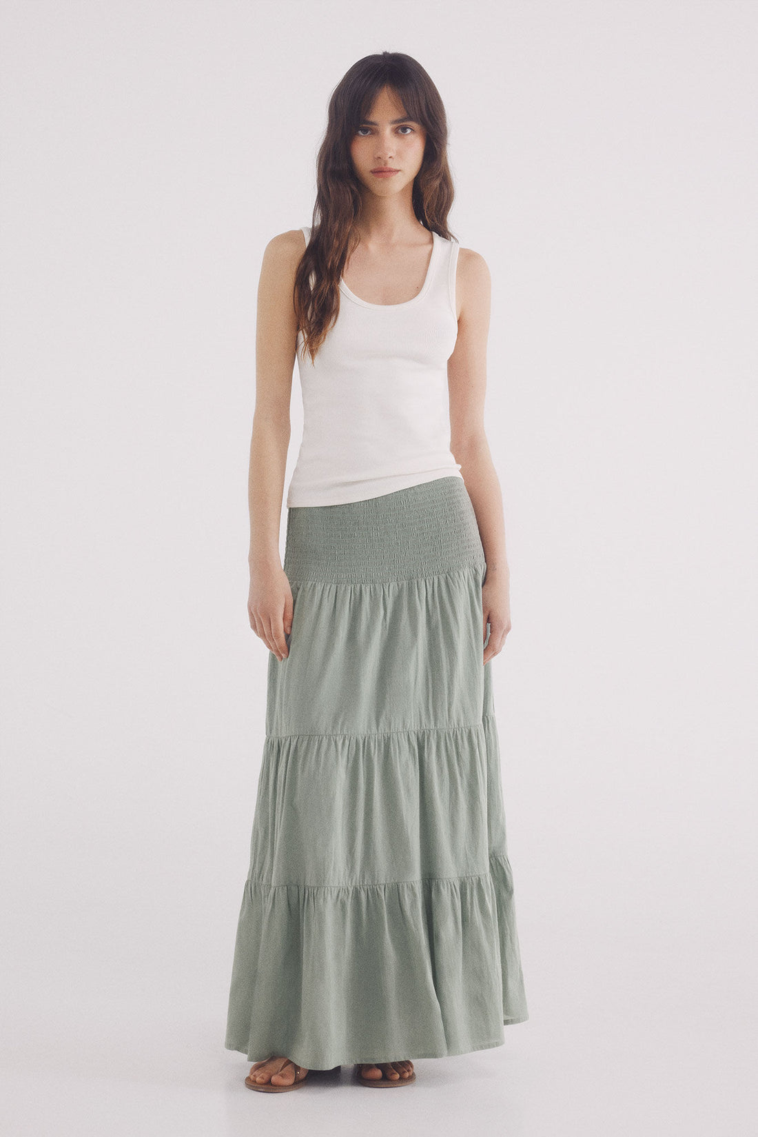 Springfield_Green_Long Tiered Skirt_6882877_21_05