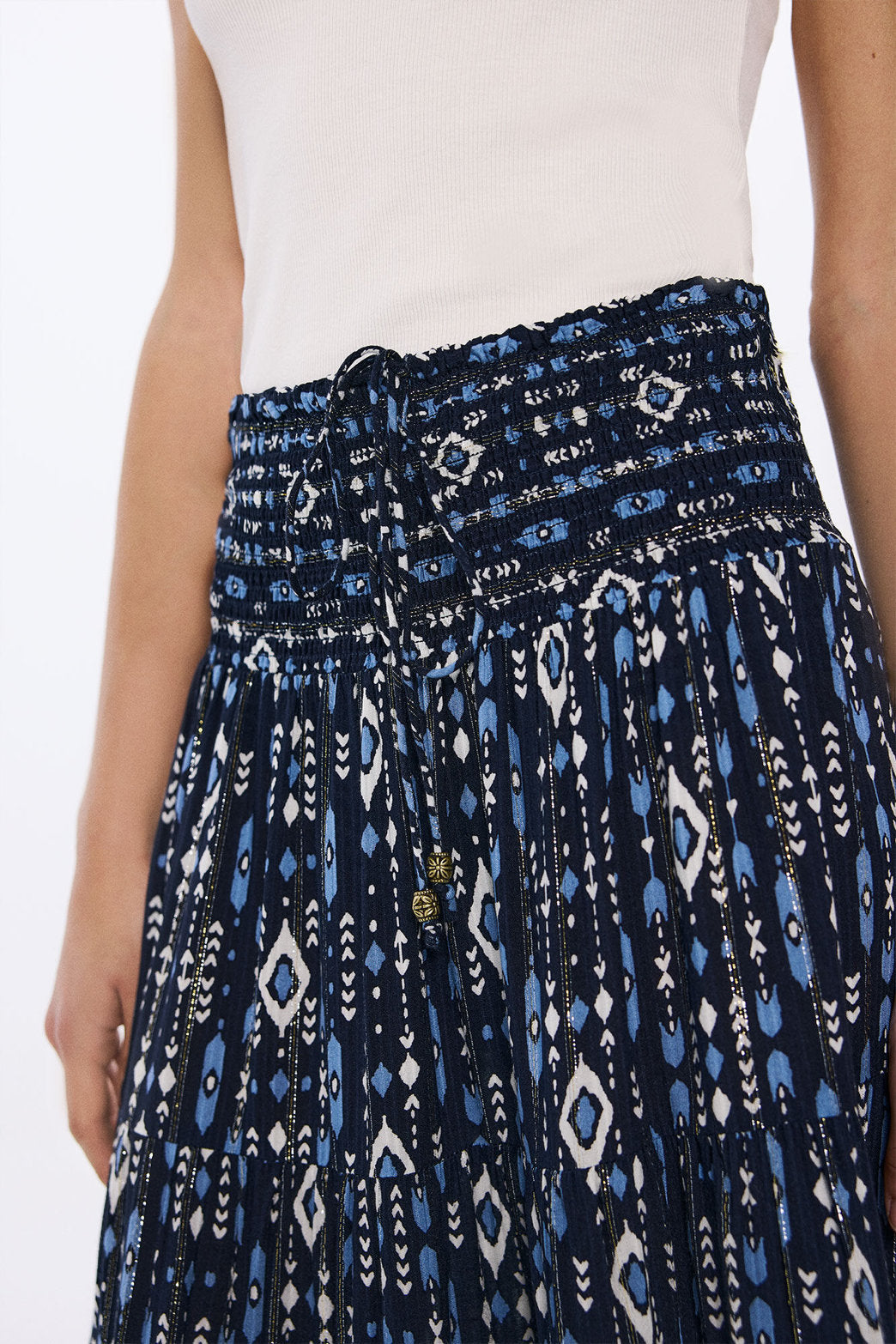 Springfield_Midi Skirt with Elastic Waist_6889128_10_03