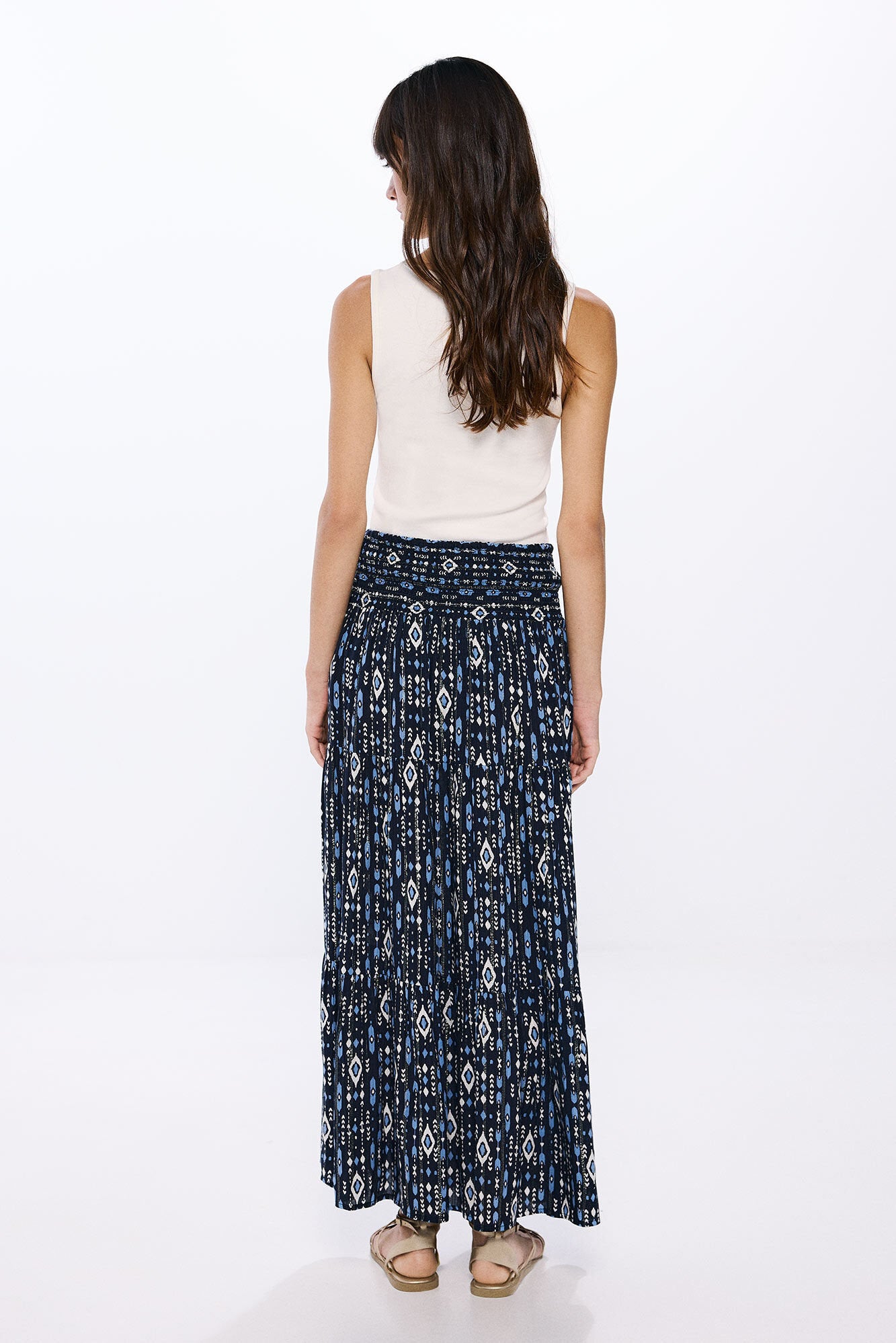 Springfield_Midi Skirt with Elastic Waist_6889128_10_04