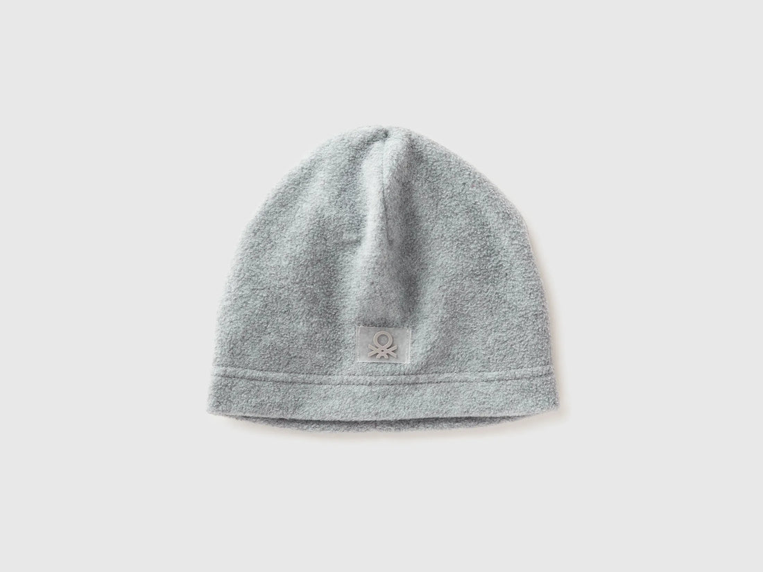 Benetton_Light Gray_Fleece Logo Beanie_6U87GA01M_501_01