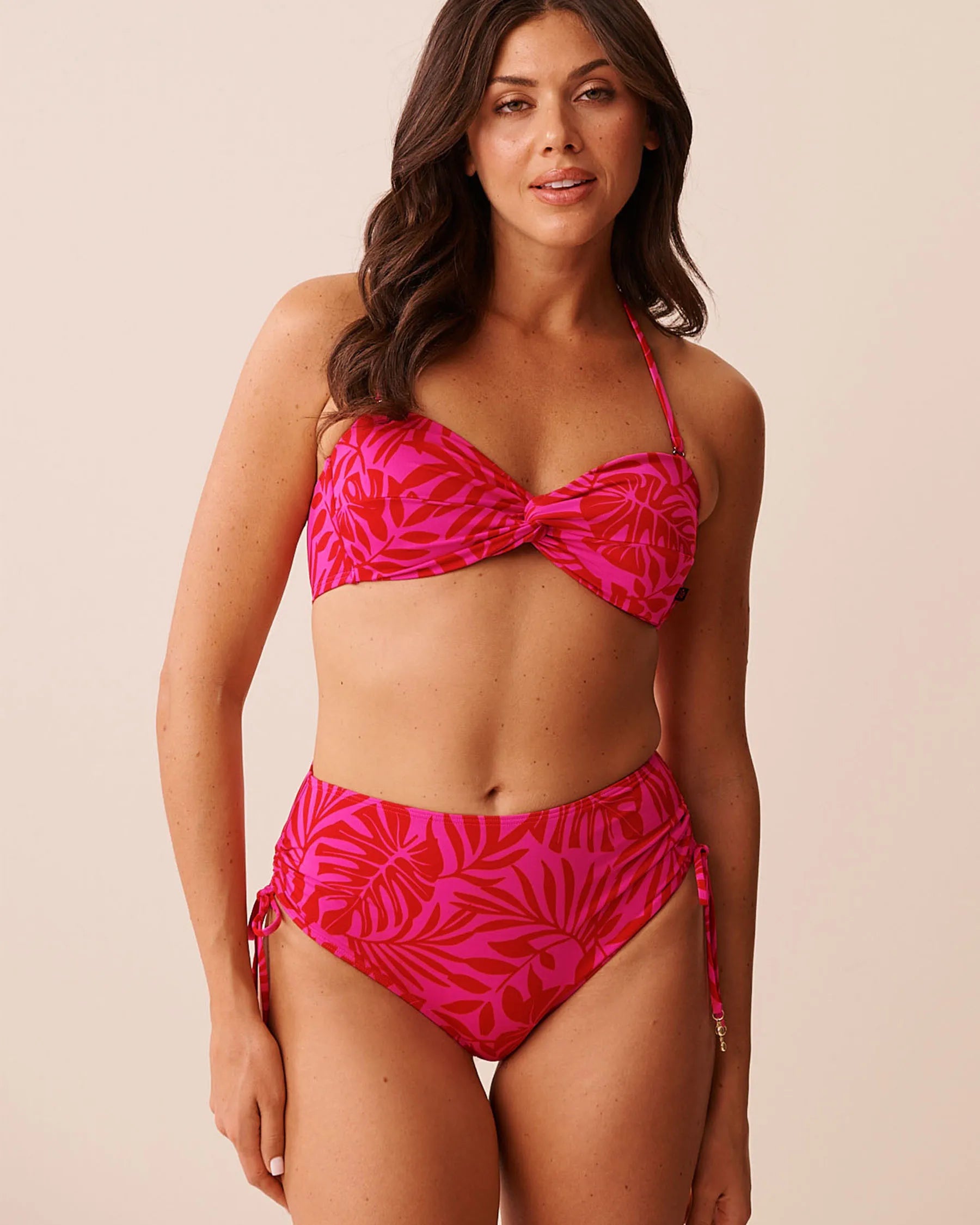 La Vie en Rose Grace Bay Women TROPICAL FUCHSIA Twisted Bandeau Bikini Top SKU: 70100923_P60465 Image 03