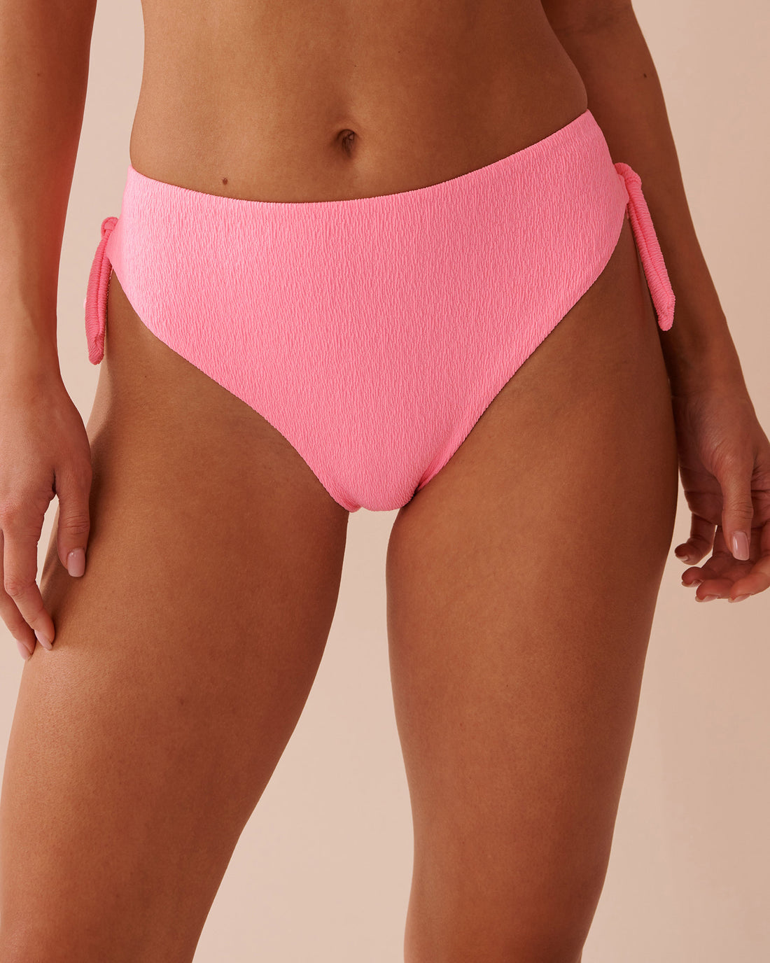 La Vie en Rose_Fizzy Pink Textured Side Tie Bikini Bottom_70300660_60168_01