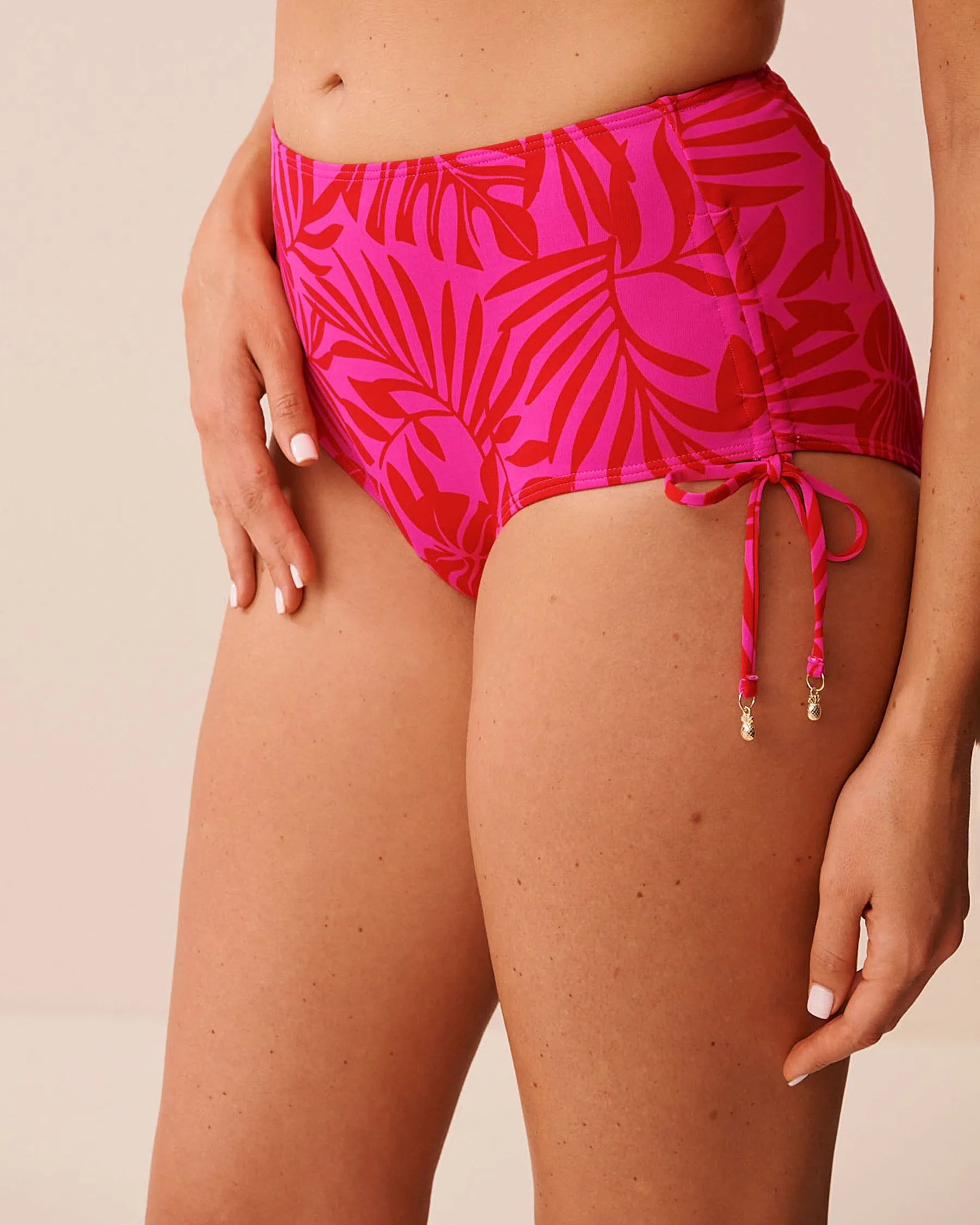 La Vie en Rose Grace Bay Women TROPICAL FUCHSIA Side Tie High Waist Bikini Bottom SKU: 70300860_P60465 Image 03