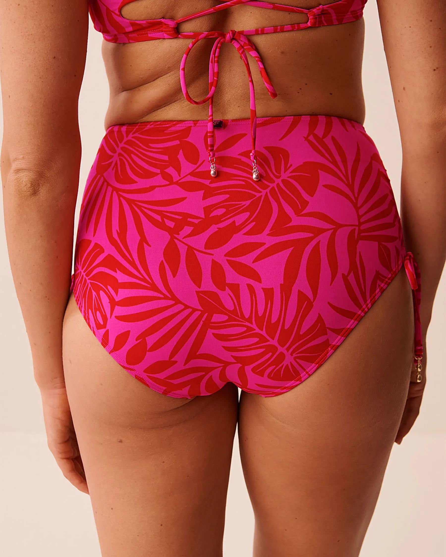 La Vie en Rose Grace Bay Women TROPICAL FUCHSIA Side Tie High Waist Bikini Bottom SKU: 70300860_P60465 Image 04