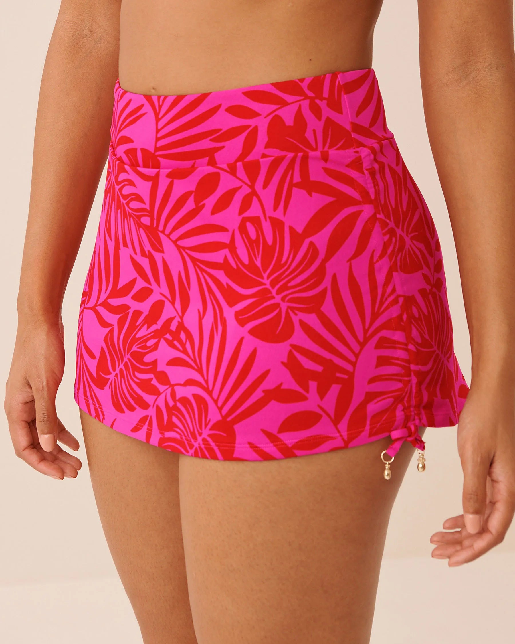La Vie en Rose Grace Bay Women TROPICAL FUCHSIA High Waist Skirt Bikini Bottom SKU: 70300861_P60465 Image 04