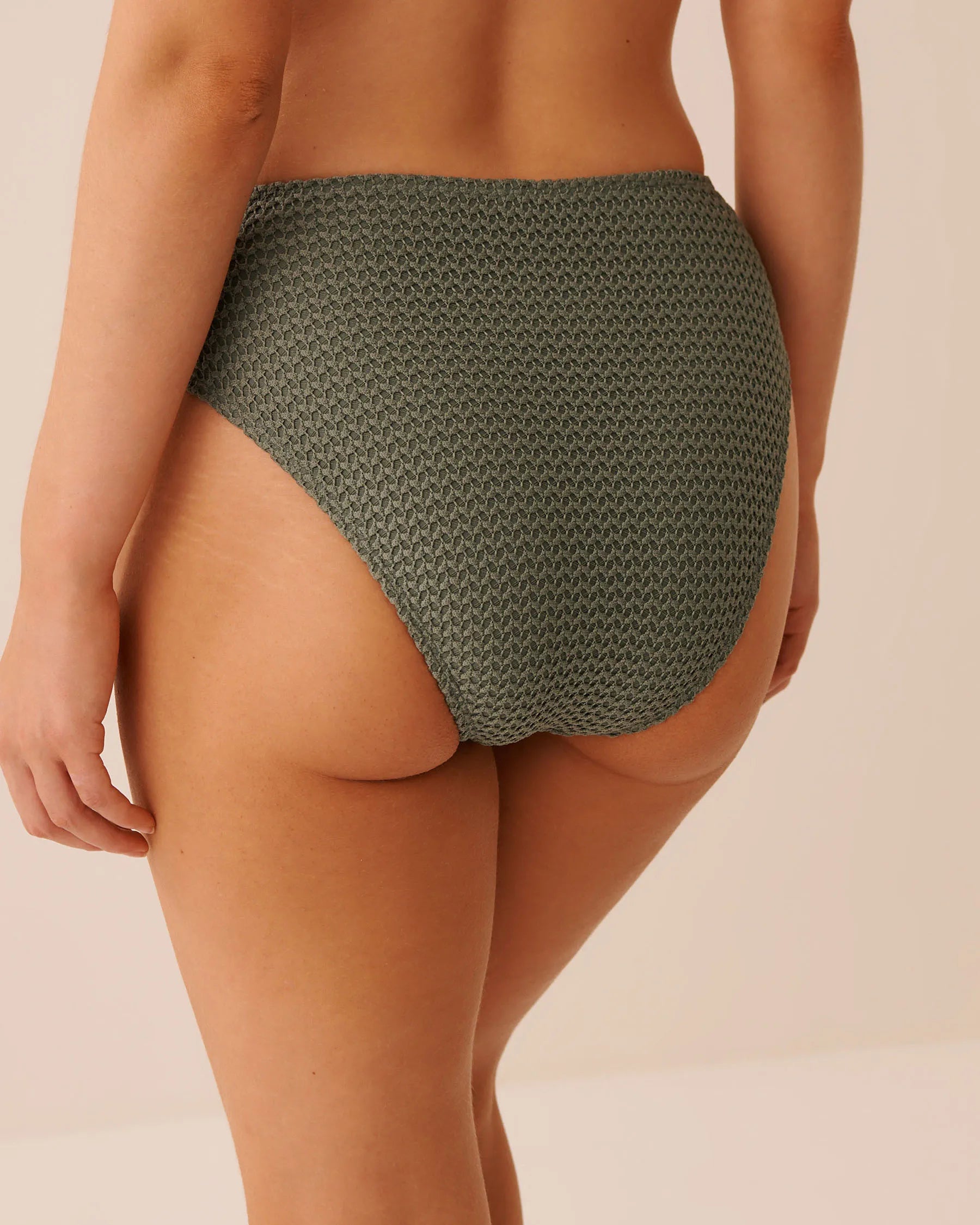 La Vie en Rose Laurel Wreath Women EARTHY GREEN High Waist Crochet Cheeky Bikini Bottom SKU: 70300872_30155 Image 02