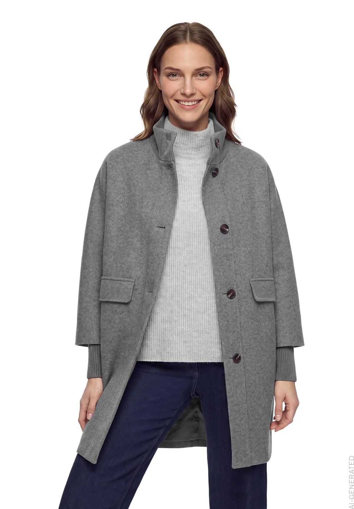 Betty Barclay Light Grey Melange Women Wool Coat SKU: 7183-1531_9709 Image 01