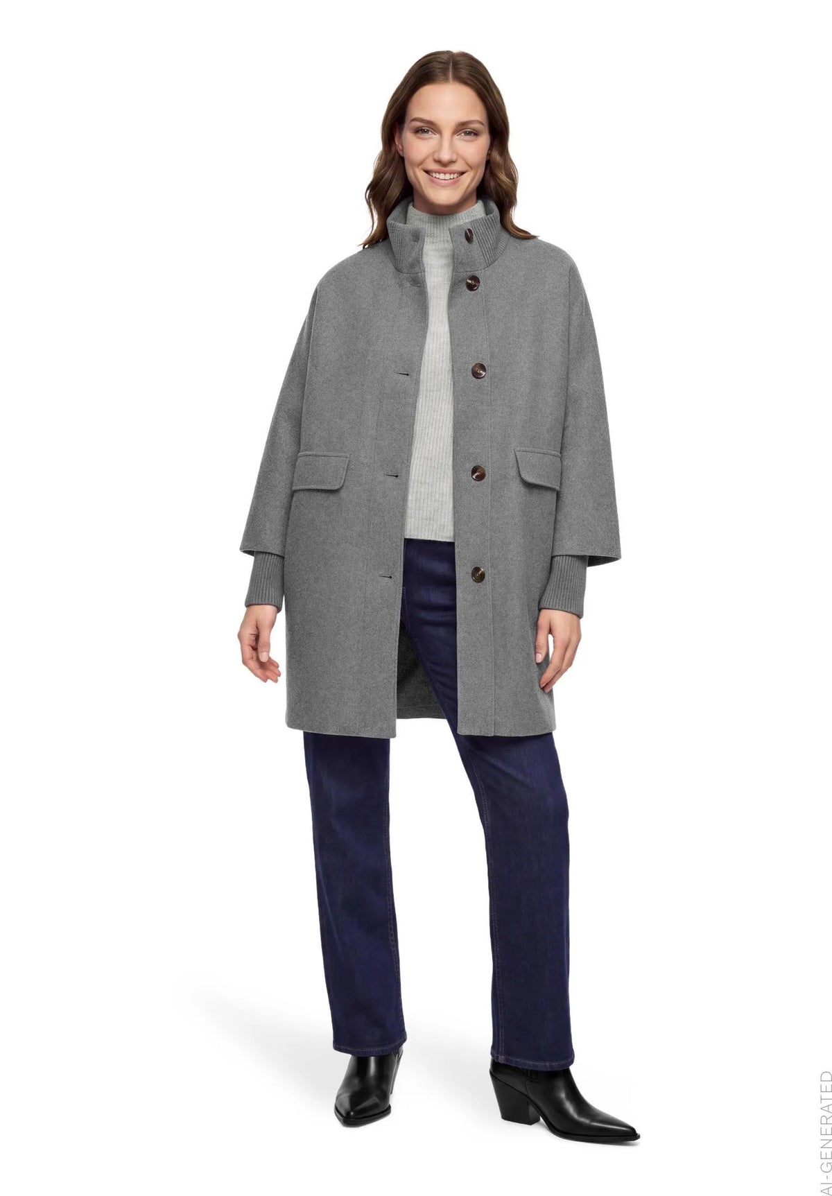 Betty Barclay Light Grey Melange Women Wool Coat SKU: 7183-1531_9709 Image 02