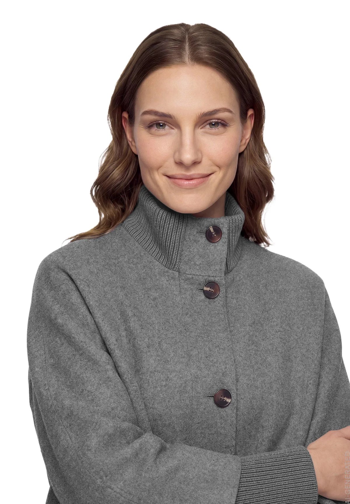 Betty Barclay Light Grey Melange Women Wool Coat SKU: 7183-1531_9709 Image 04