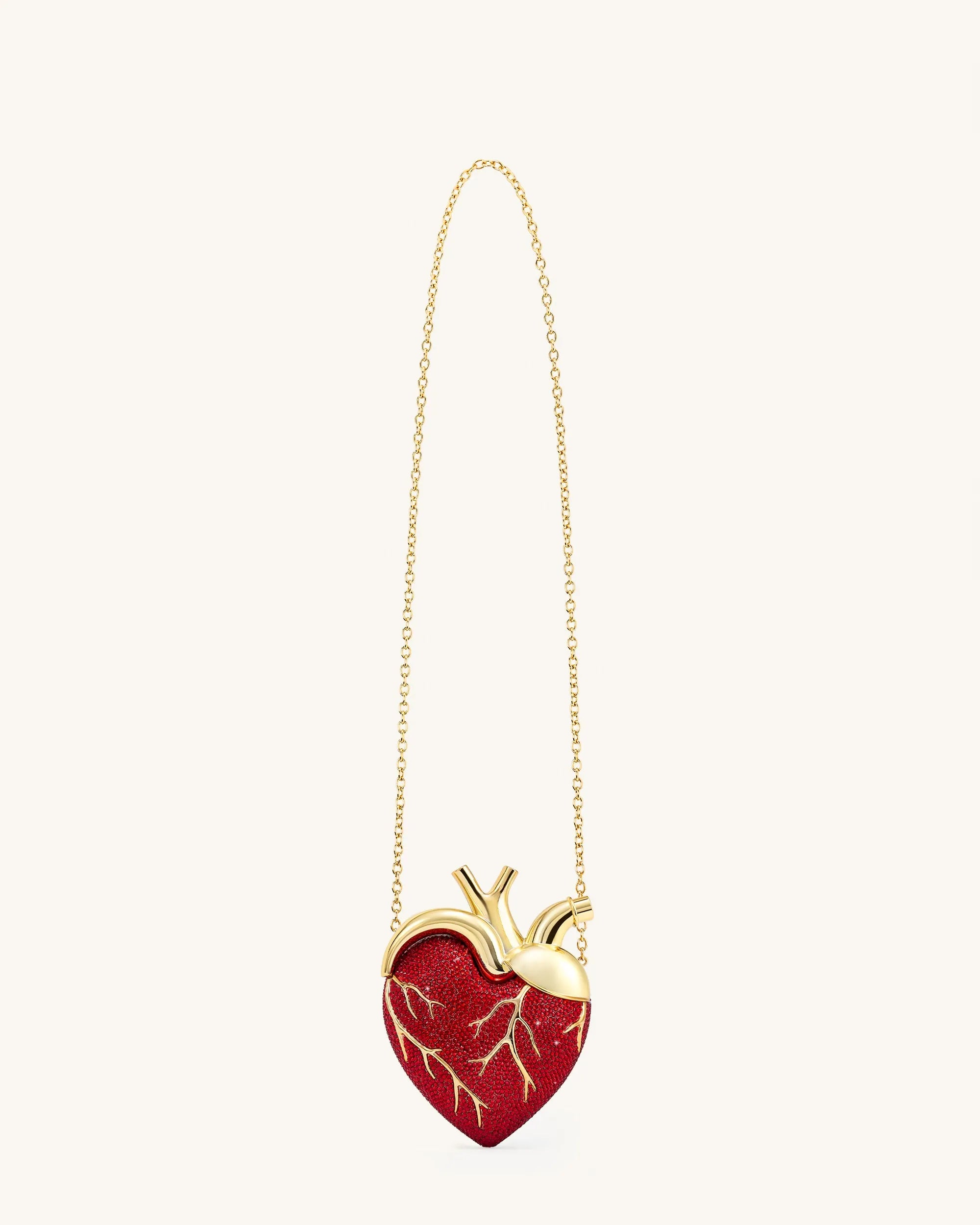 JW PEI Red Women Maren Artificial Crystal Heart Shaped Bag - Red SKU: 738-42_Red Image 02