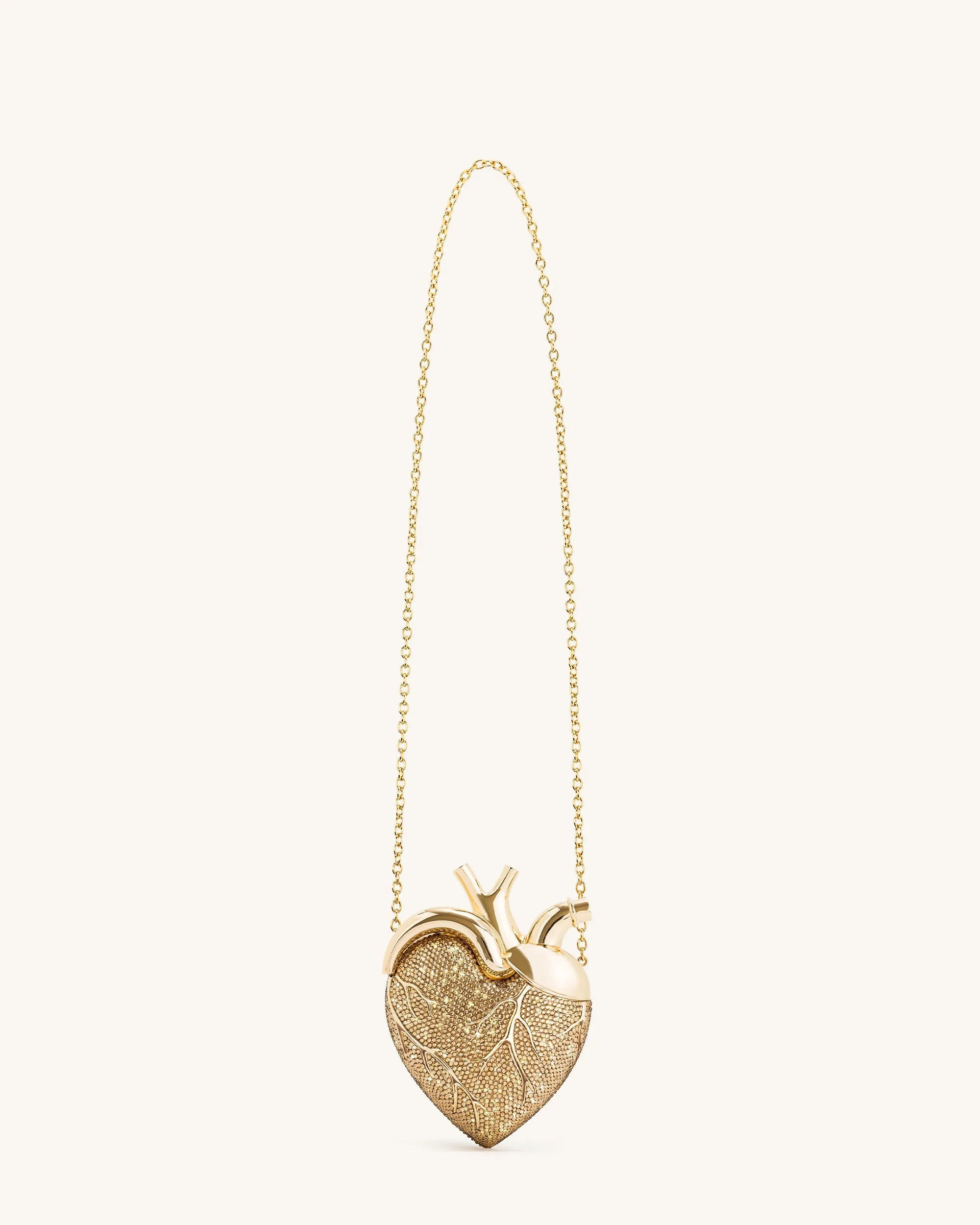 JW PEI Gold Women Maren Artificial Crystal Heart Shaped Bag - Gold SKU: 738-8_Gold Image 02