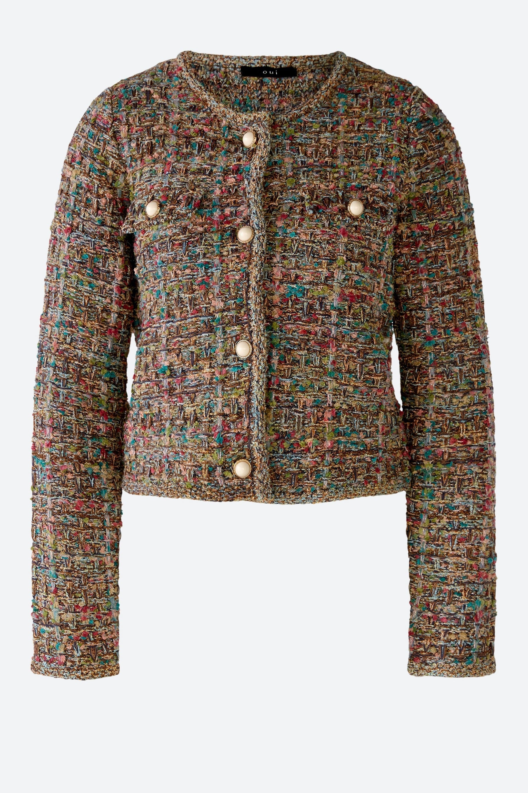 Multi-Color Cropped Tweed Jacket Oui