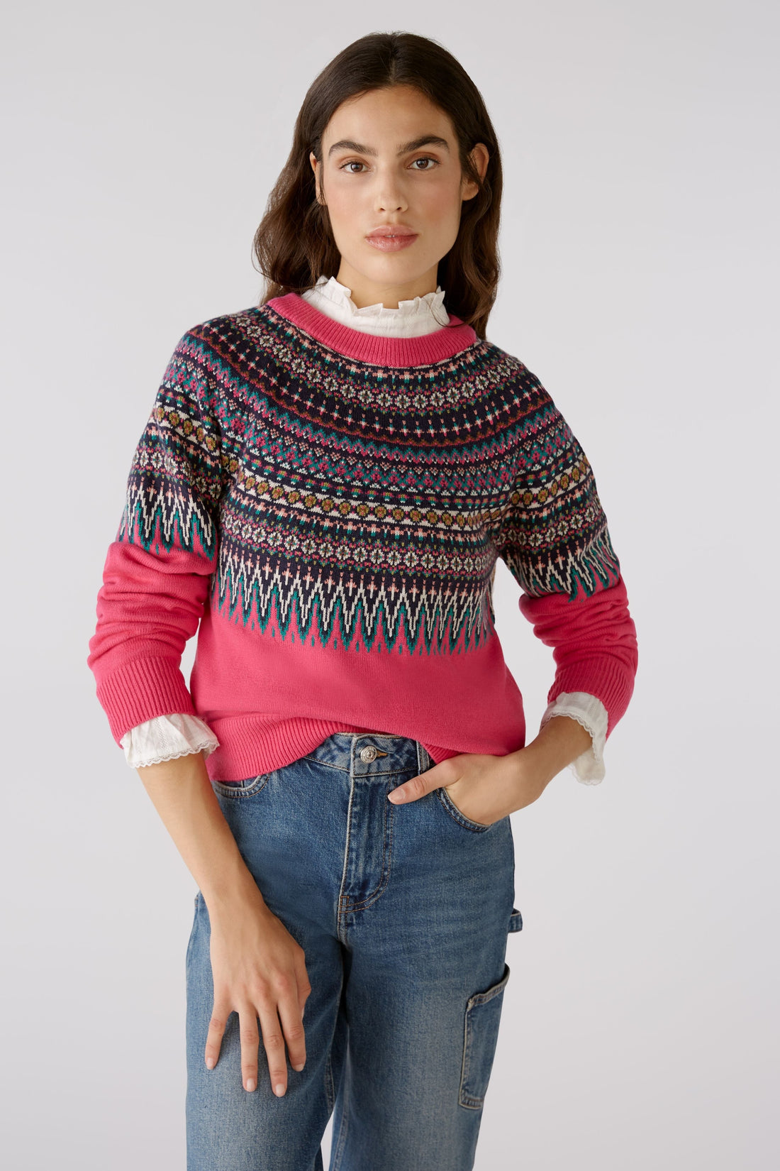 Multi-Color Knitted Sweater In Jacquard Oui